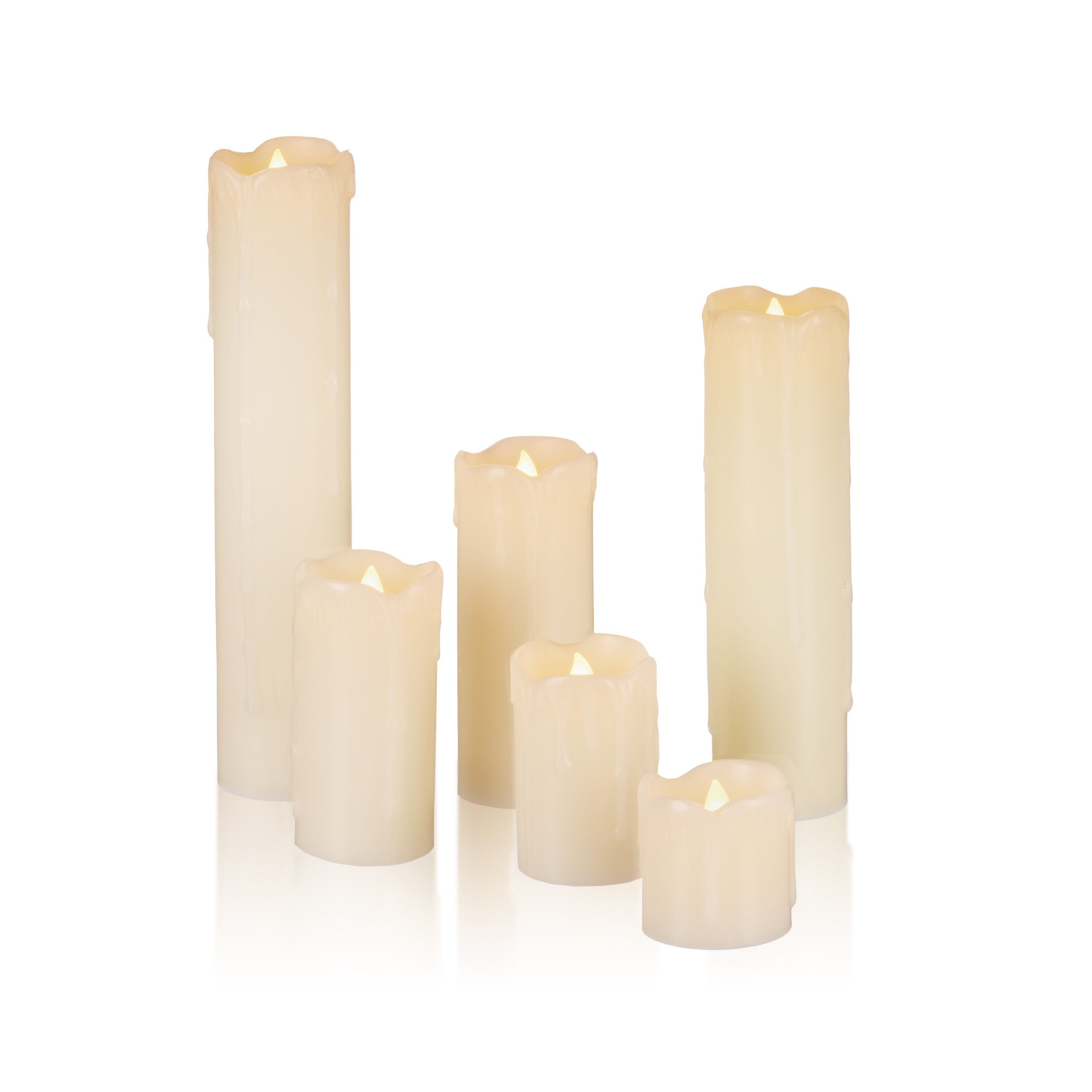 relaxdays LED-Kerze 6er Set aus Echtwachs, LED, warmweiß, leicht rötlich