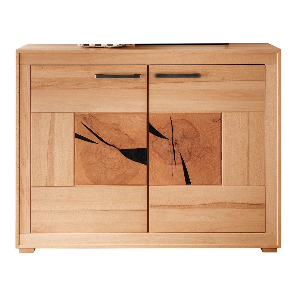 Lomadox Sideboard WINNIPEG-69, Kommode 110cm, Kernbuche massiv geölt, Hirnholz-Details, montiert