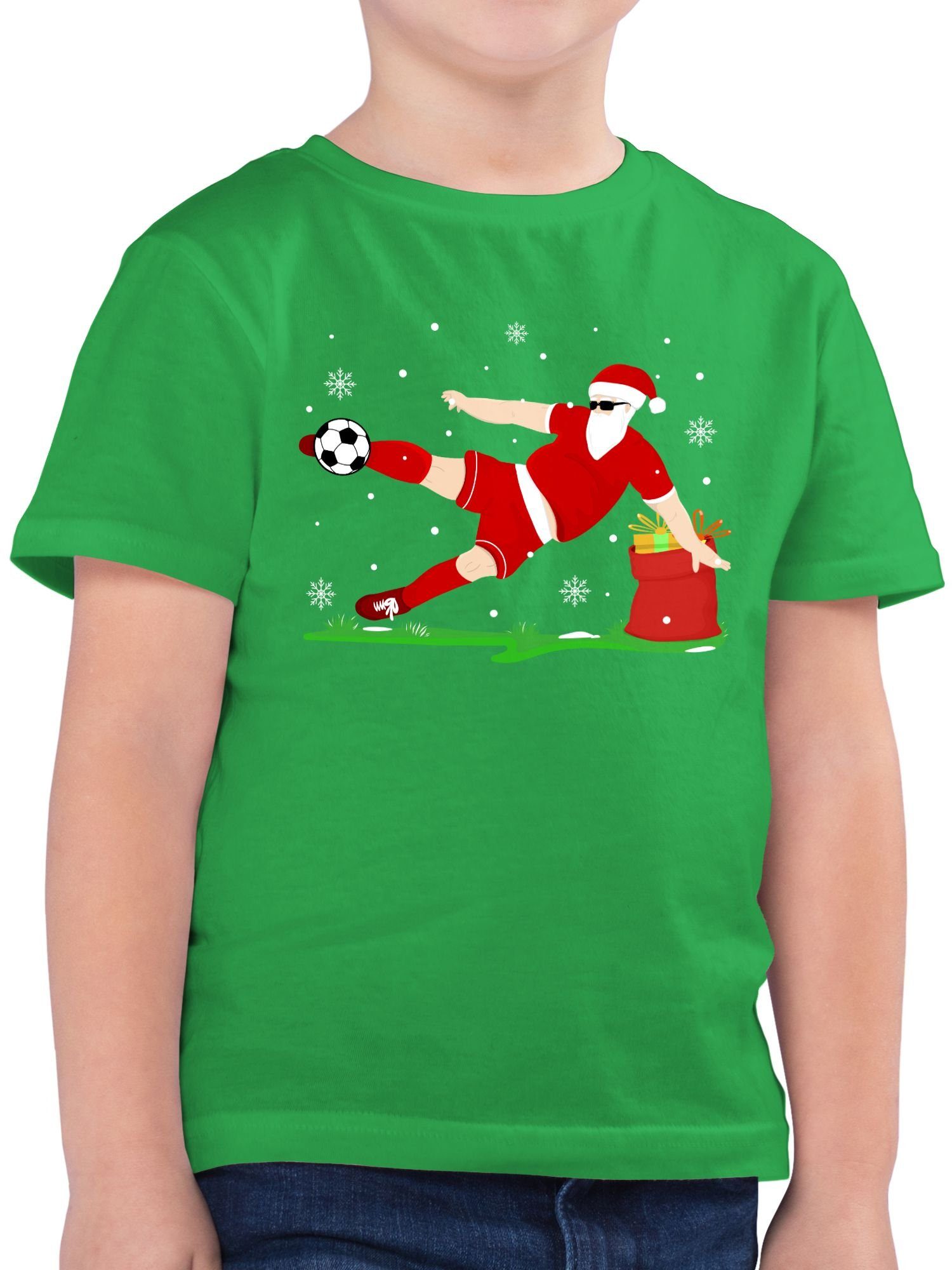 Shirtracer T-Shirt Fußball Spieler Weihnachtsmann - Weihnachten Kleidung  Kinder - Jungen Kinder T-Shirt weihnachts tshirt - weihnachtsmann fußball -  weihnachtsoutfit