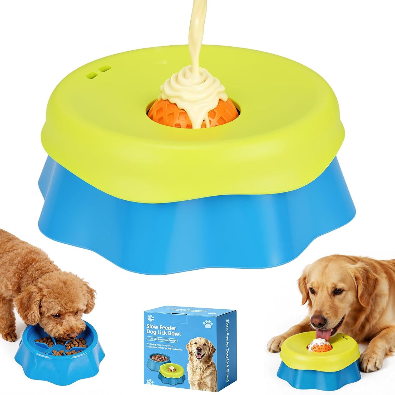 Fyrove Futternapf Schleckball Hund Silikon,Hundenapf für Flüssige,Lecknapf für Hunde, Lick Bowl Für Hunde,Hundespielzeug Leckball