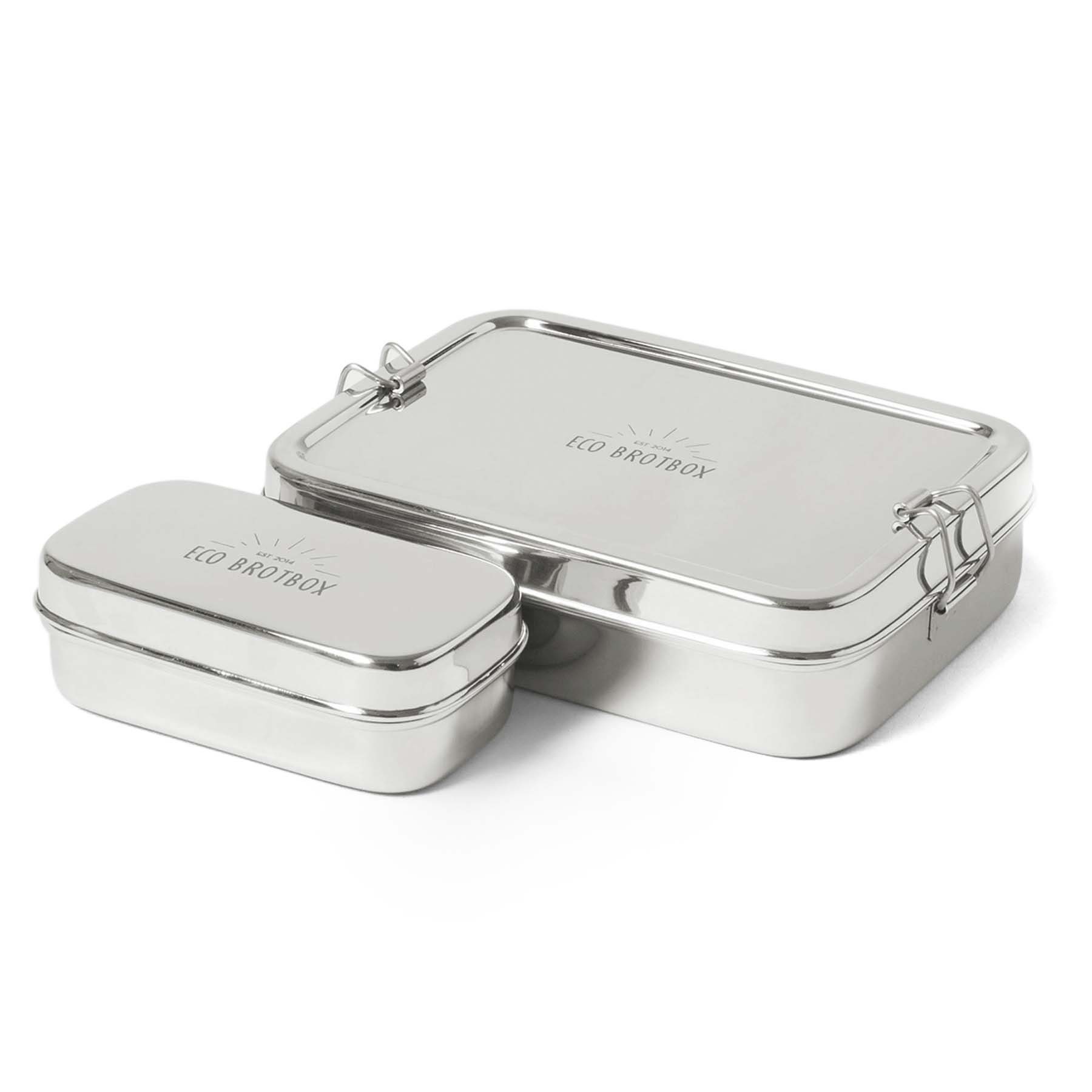 ECO Brotbox Lunchbox Edelstahl Brotbox XL mit separater Snackbox, Edelstahl