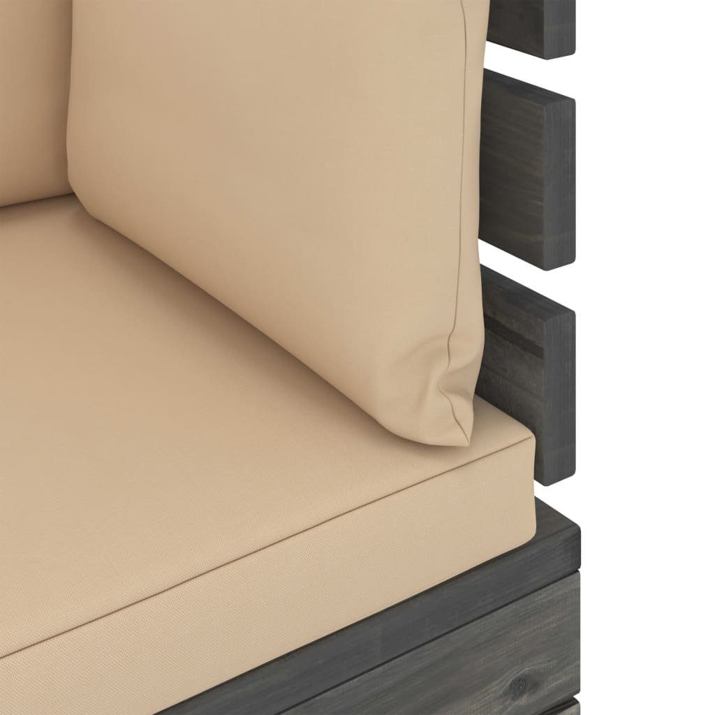 Beige aus Kissen Garten-Sofagarnitur mit vidaXL (5-tlg) Paletten 5-tlg. Gartenlounge-Set Kiefernholz,