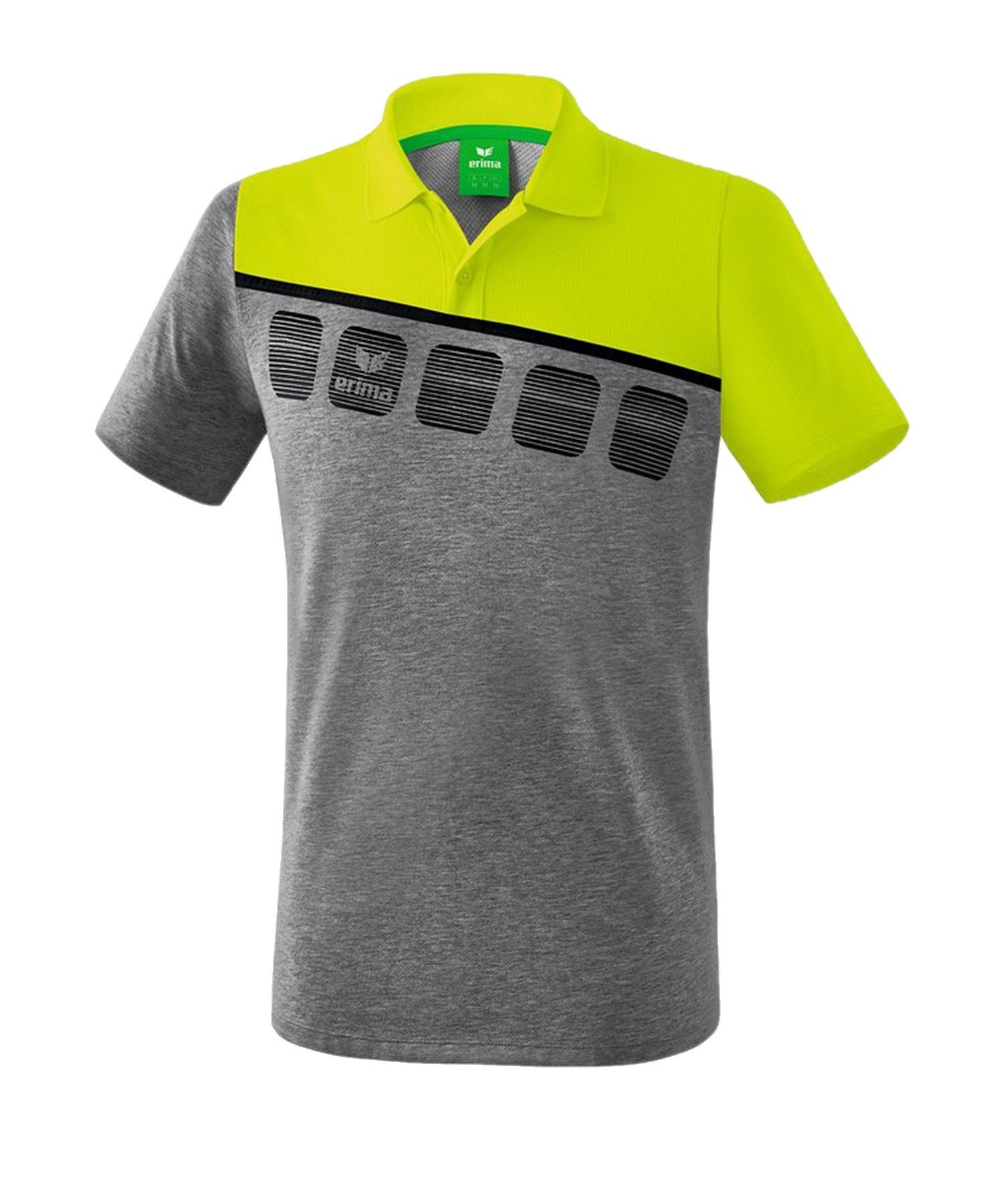 Erima T-Shirt 5-C Poloshirt default GrauGruenSchwarz