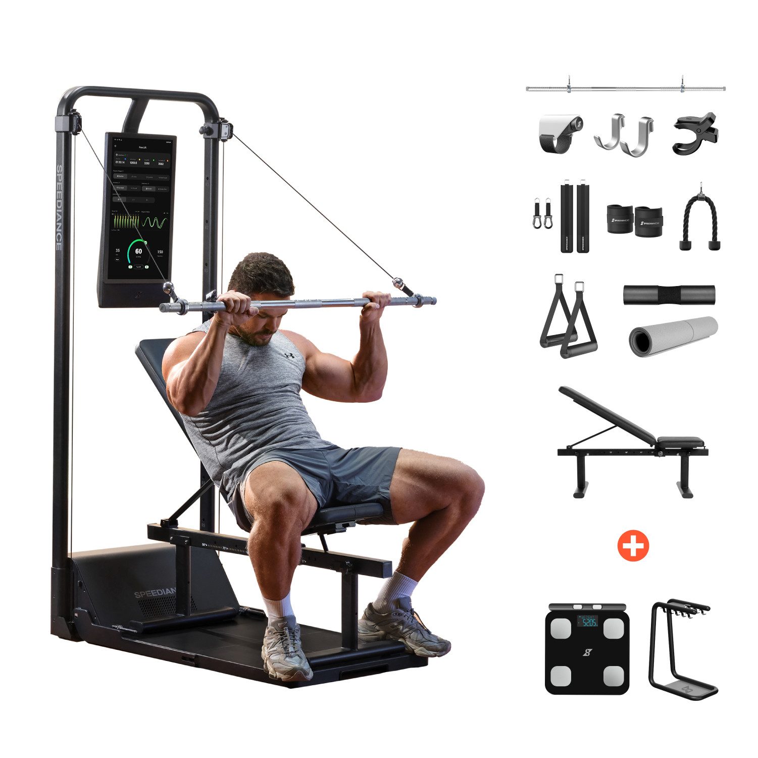 SPEEDIANCE Kraftstation Gym Monster 2, verbessertes KI-gesteuertes All-in-One Home Gym, Ganzkörper-Krafttraining Fitnessgeräte