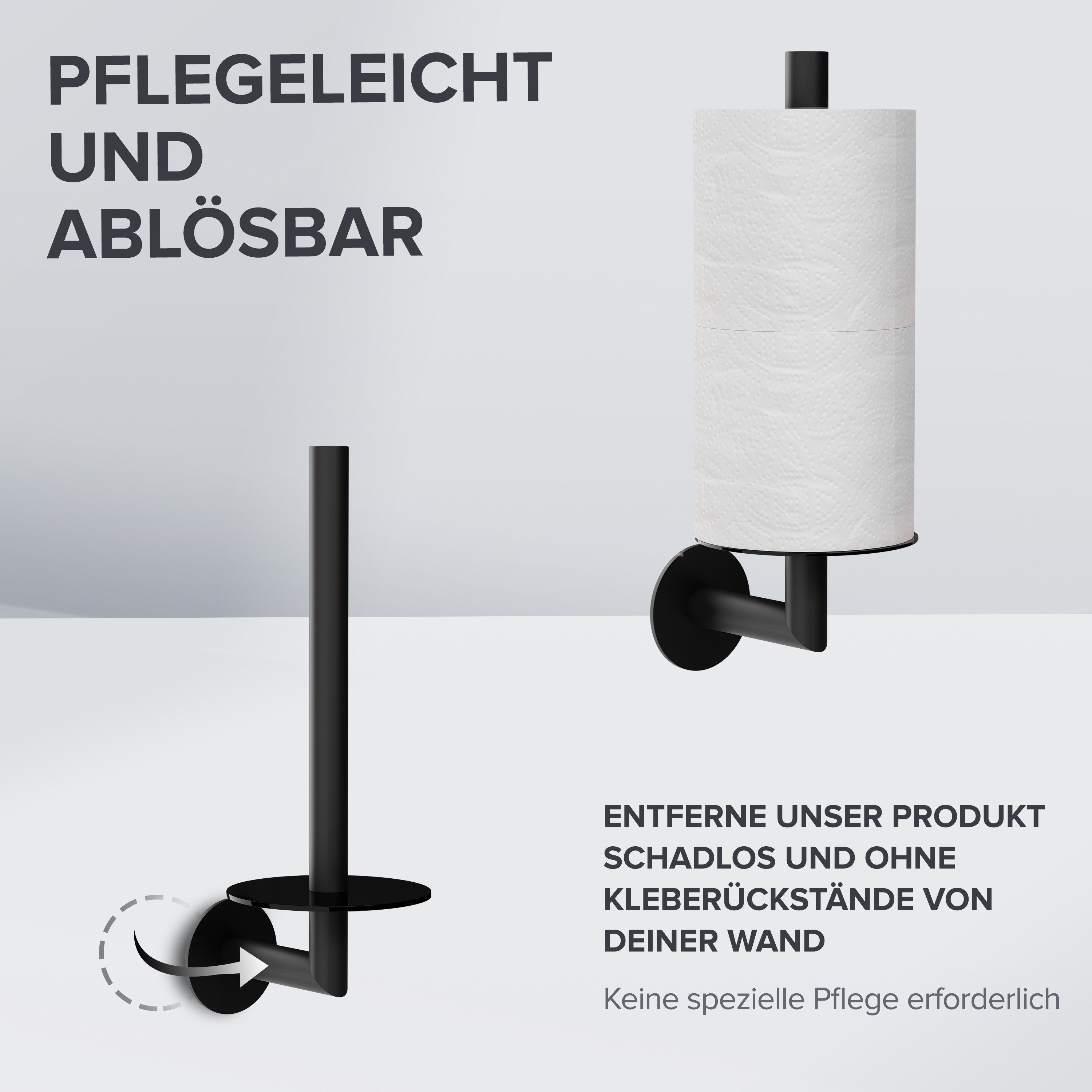 ovimar Toiletten-Ersatzrollenhalter Runde (1-St), aus Edelstahl in Schwarz zur Zum Kleben – Bild 4 von 5