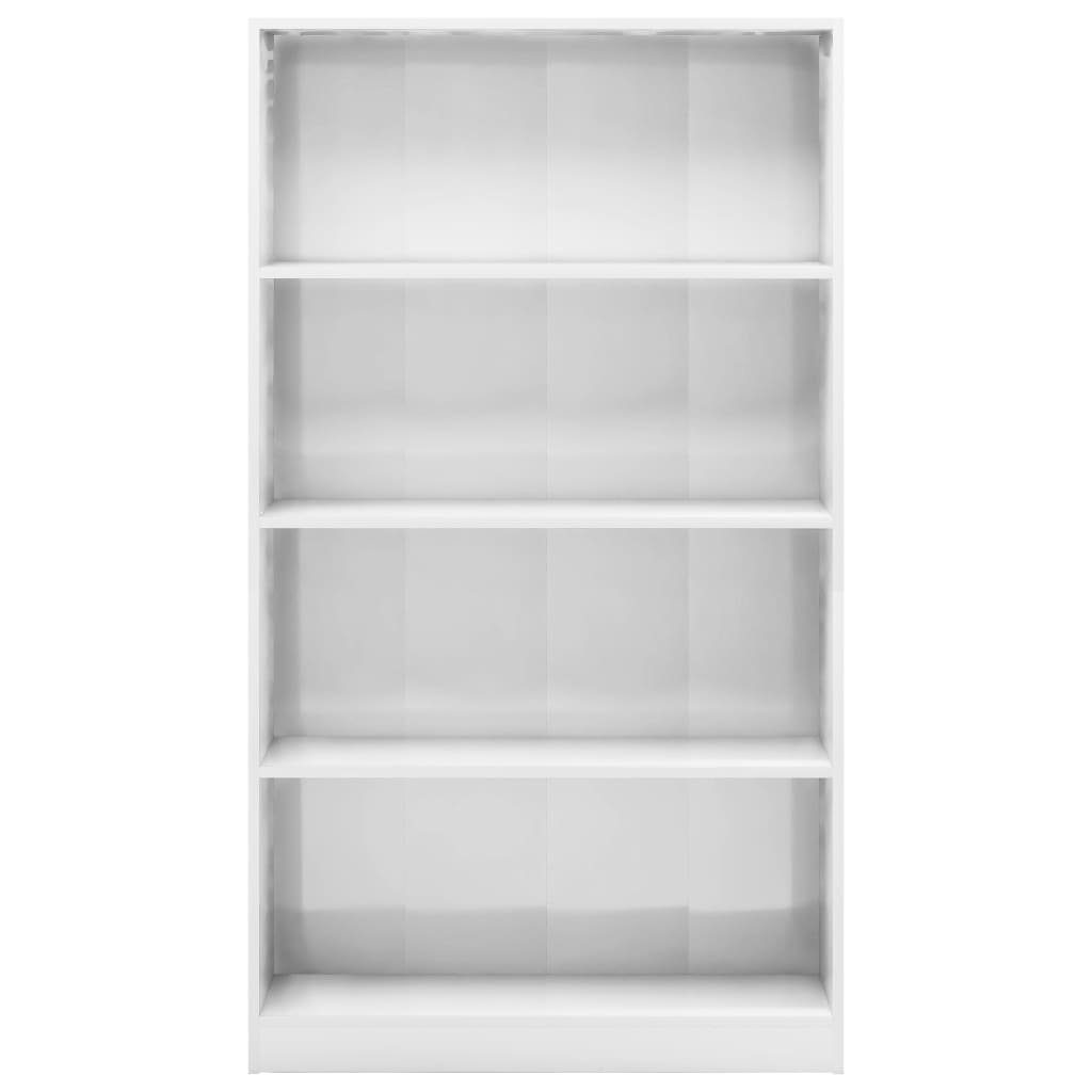 Hochglanz-Weiß furnicato 80x24x142 cm Fächer Holzwerkstoff 4 Bücherregal