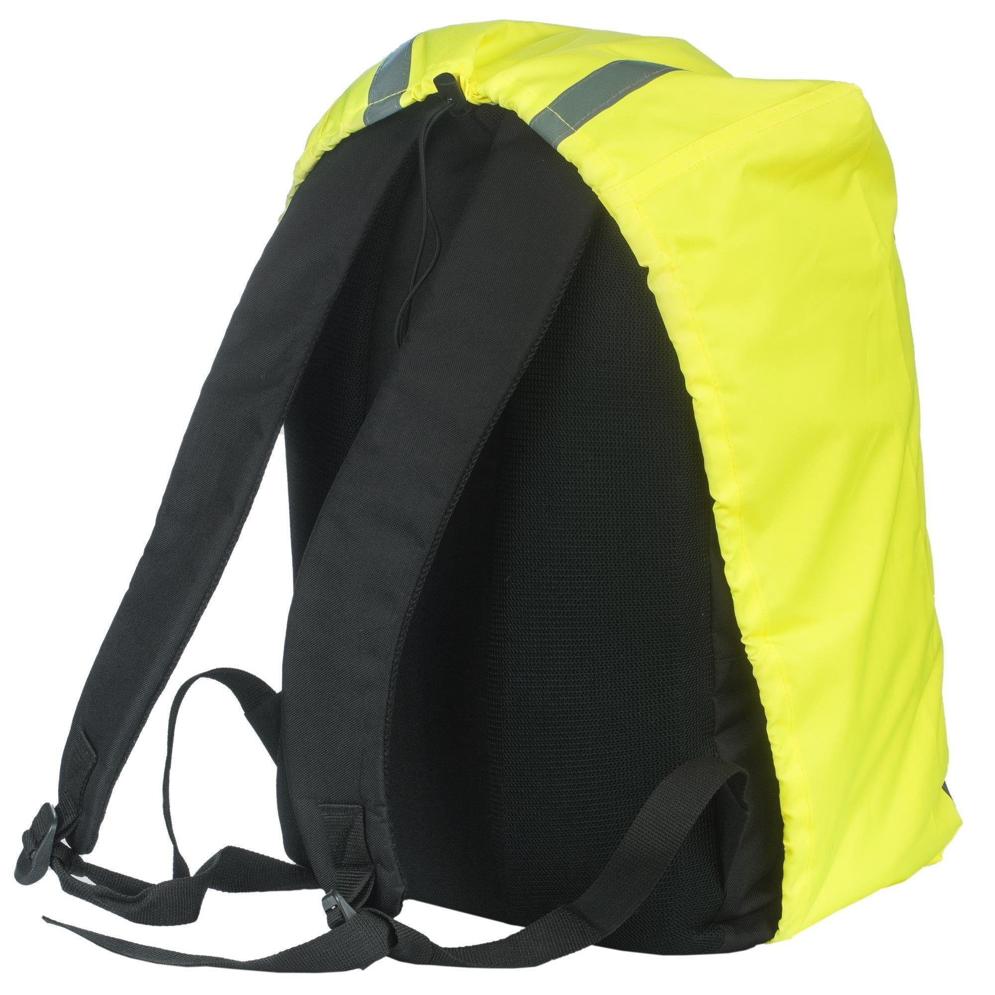 EAZY CASE Rucksack-Regenschutz Reflektor-Überzug Schutzhülle Einhorn, Straßenverkehr Regenschutzhülle Reflektorstreifen Regenhülle Neon Gelb