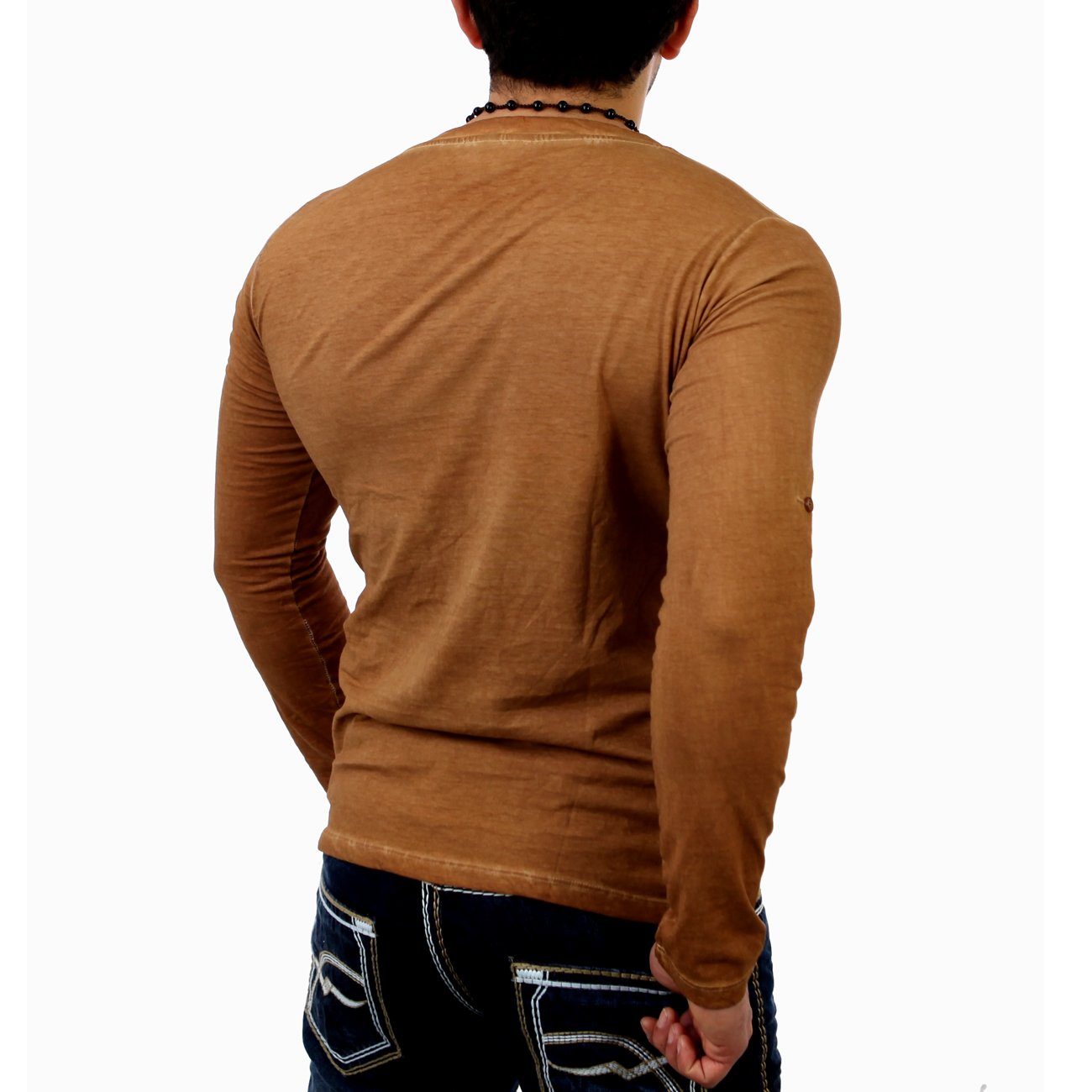Reslad Langarmshirt Reslad Herren V-Neck Longshirt günstig online kaufen