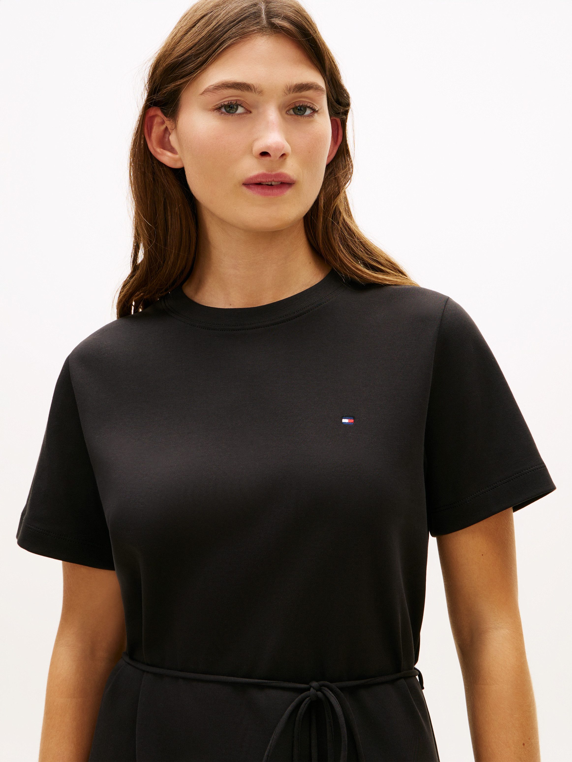 Tommy Hilfiger Shirtkleid INTERLOCK T-SHIRT SHORT SLEEVE DRESS mit Bindegürtel, knielang – Bild 3 von 5
