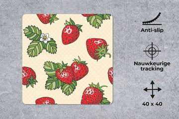 MuchoWow Gaming Mauspad Erdbeeren - Obst - Muster (1-St), Mousepad mit Rutschfester Unterseite, Gaming, 40x40 cm, XXL, Großes