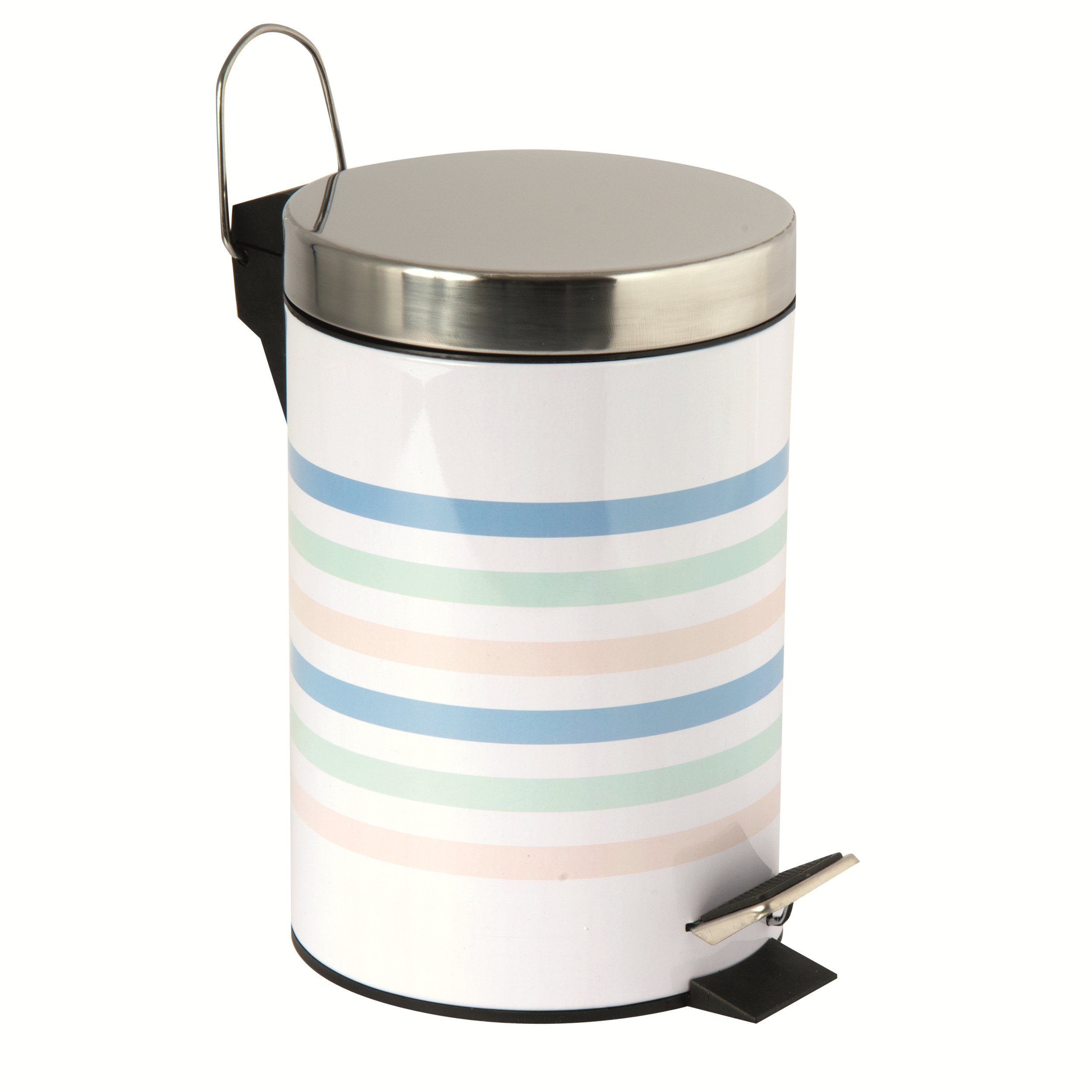 MSV Kosmetikeimer Motiv, Pedal-Treteimer, rostfreier Edelstahl, herausnehmbarer Inneneimer, exklusives Design "Deauville pastell", 3L