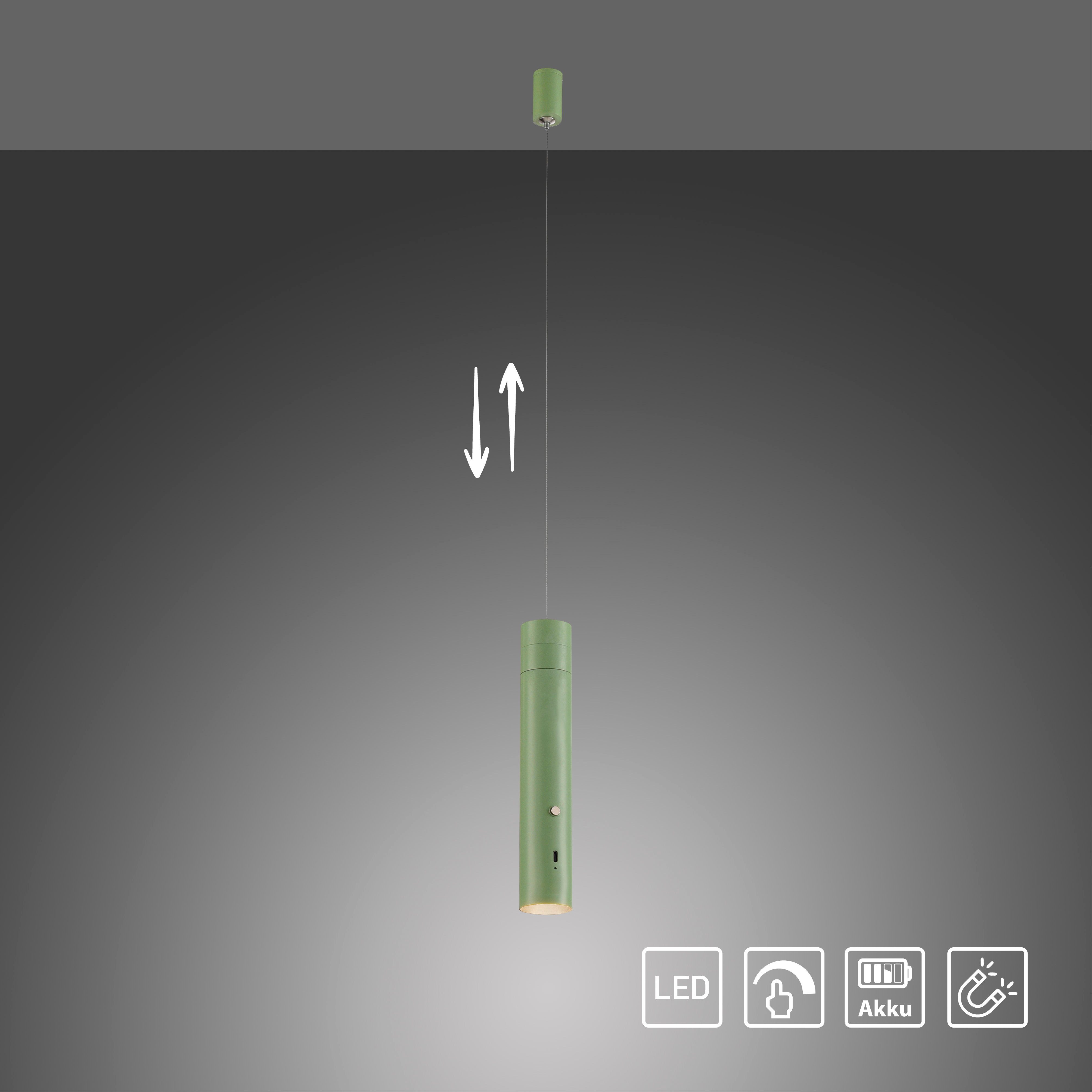 JUST LIGHT Pendelleuchte ATTACH, Dimmfunktion, LED fest integriert, Warmweiß, Akkuleuchte, mobile Lichtlösung, Taschenlampe