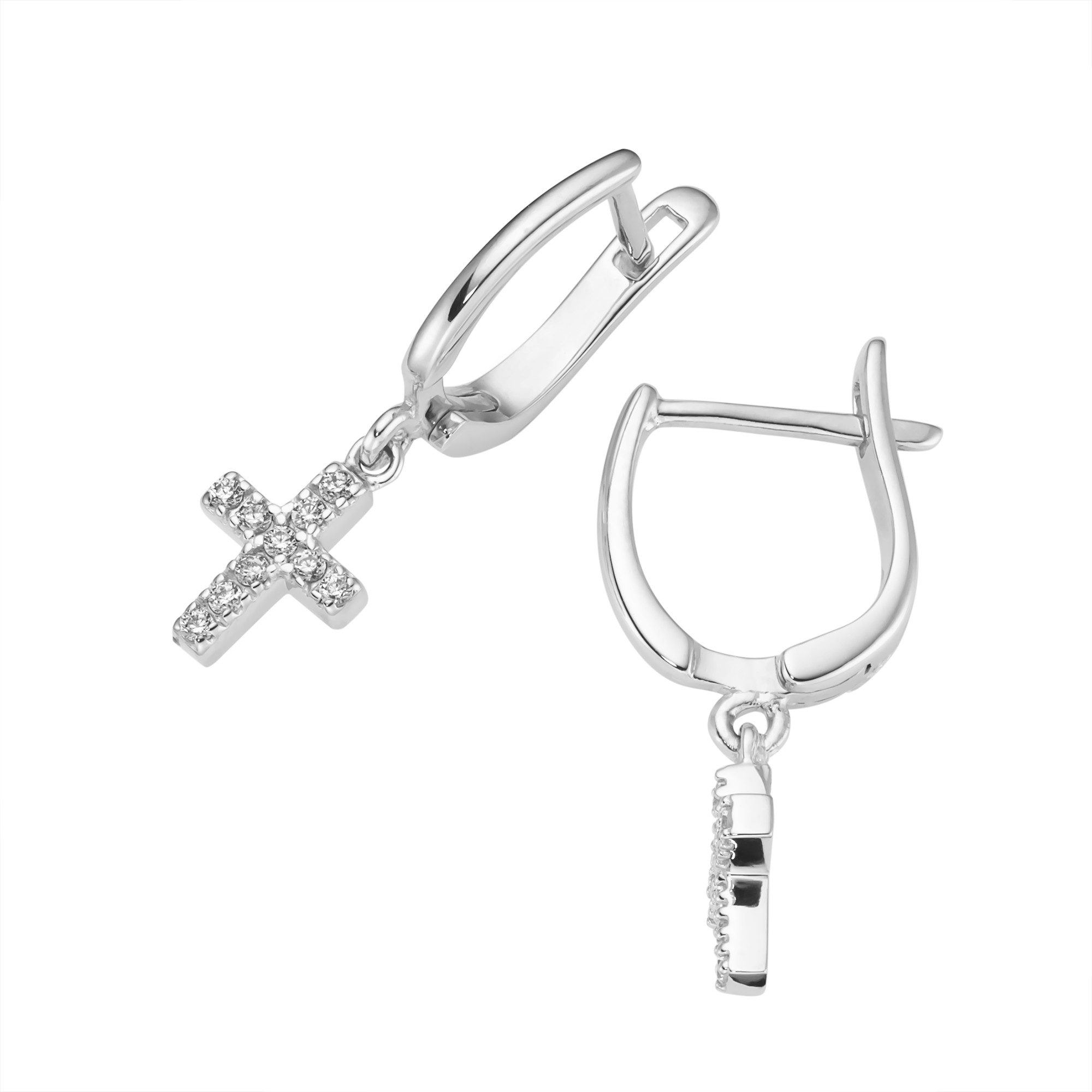Firetti Paar Creolen Schmuck Geschenk Silber 925 Ohrschmuck Ohrringe Behang Kreuz, mit Zirkonia (synth)
