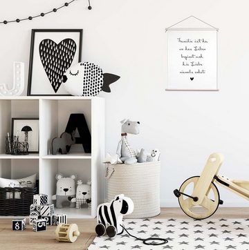 artissimo Poster Textil-Poster 40x50cm Bild mit Spruch schwarz-weiß Familie Zuhause