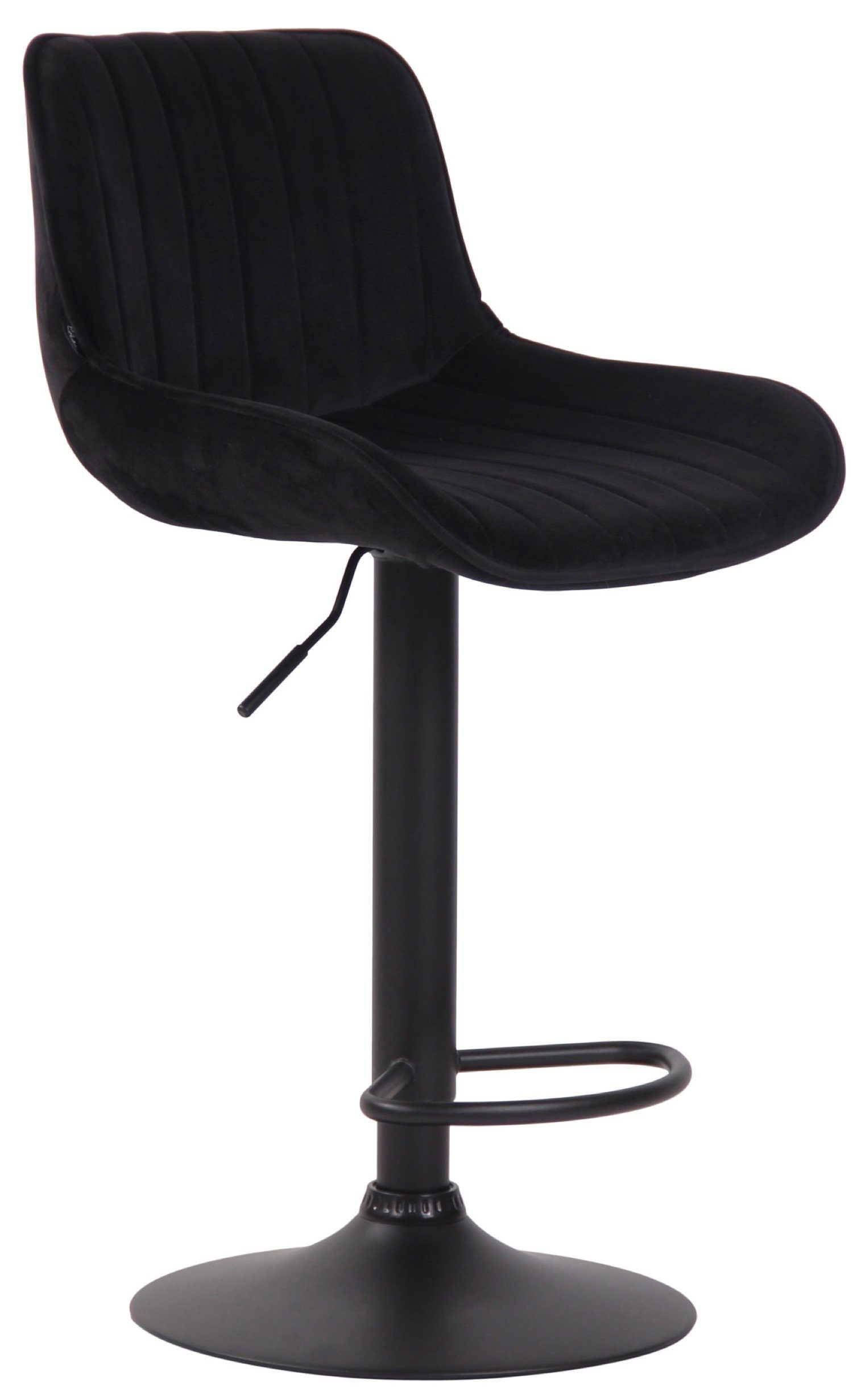 Gestell Lento Theke (Barstuhl & Küche höhenverstellbar), Rückenlehne Schwarz für Samt Fußstütze TPFLiving 360° Hocker drehbar und und - bequemer Metall Barhocker - Sitzfläche: schwarz mit angenehmer