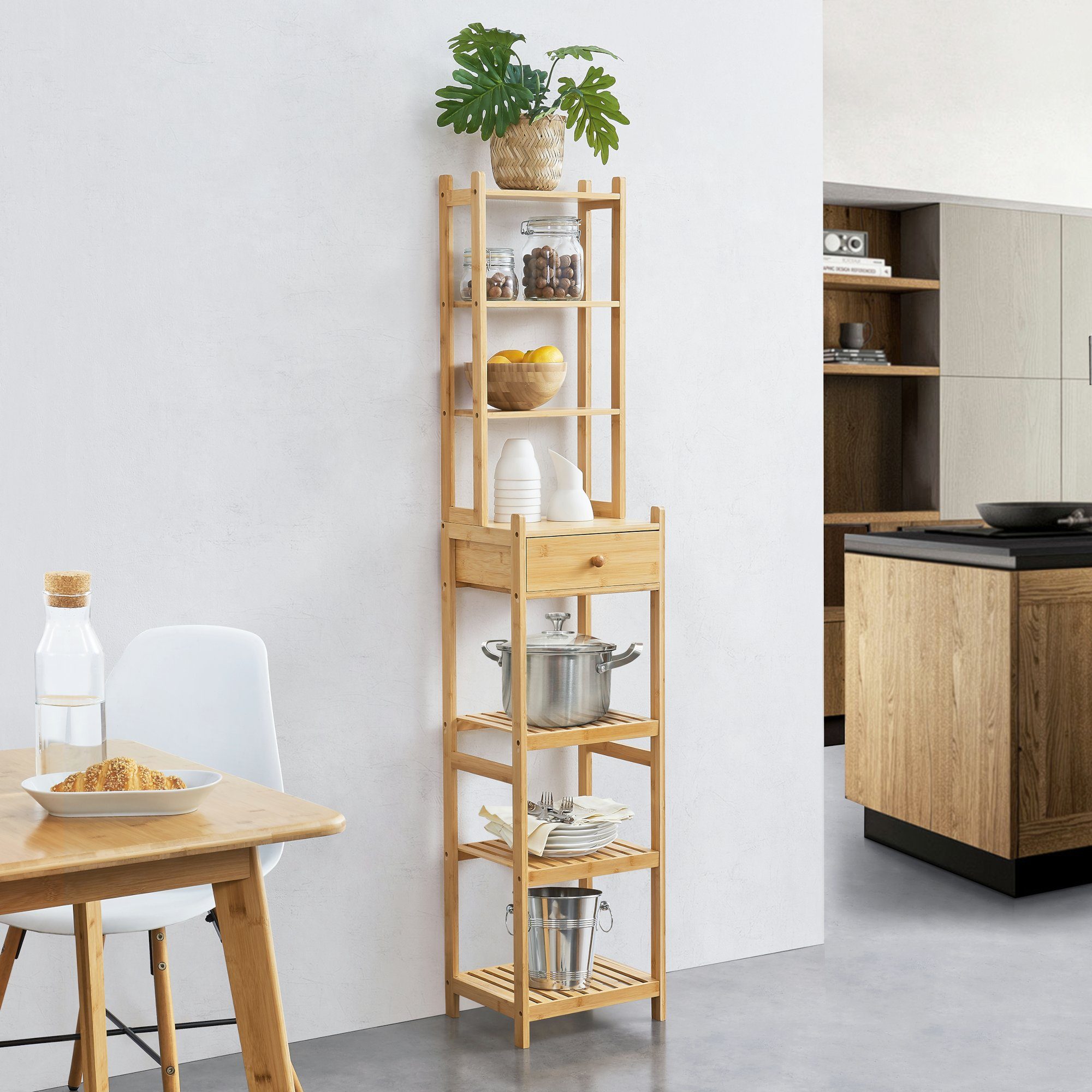 en.casa Standregal, »Siilinjärvi« Bambus Dekoregal Badregal, 163x33x28cm günstig online kaufen