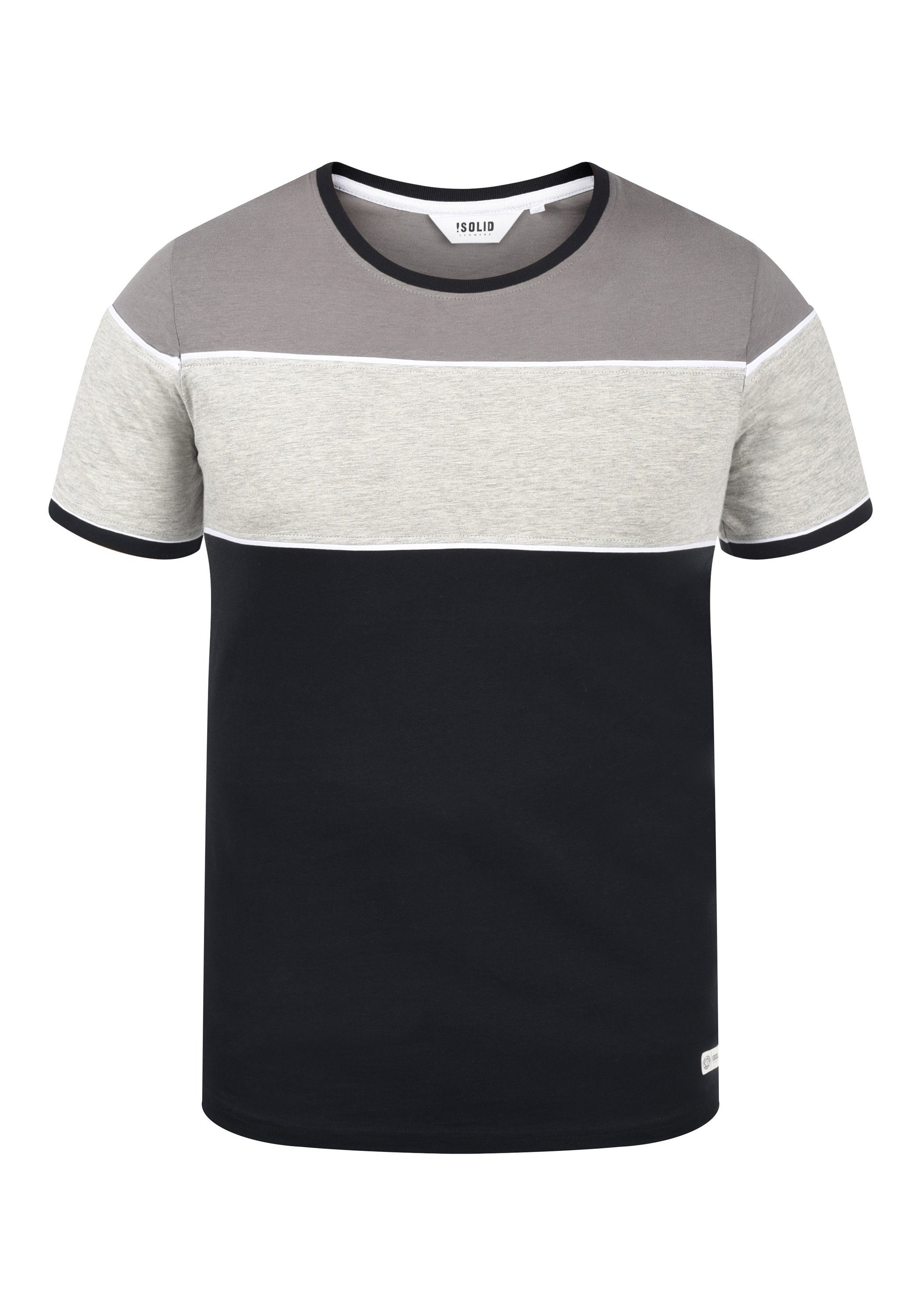 !Solid Rundhalsshirt SDCody T-Shirt in Colorblocking-Optik Black (9000)