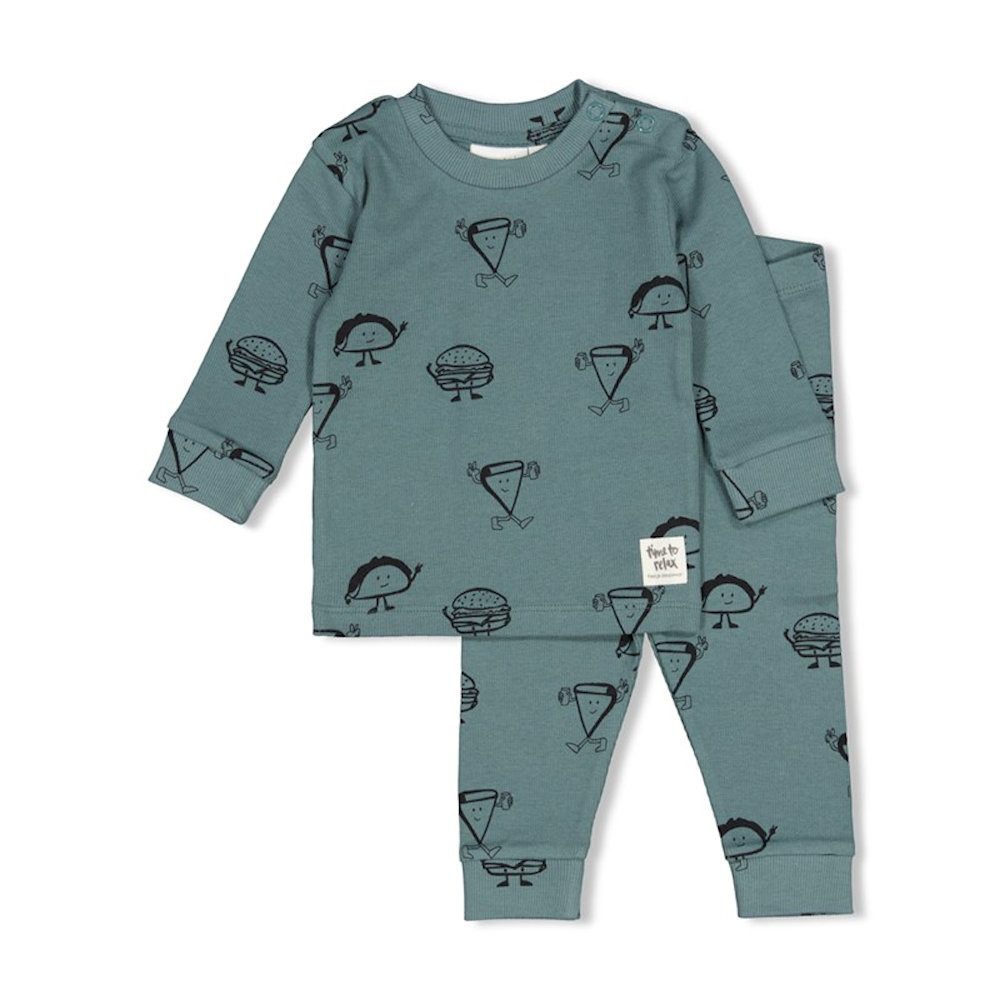 Feetje Pyjama Feetje Jungen Schlafanzug Pyjama lang Jack Snack Ripp petrol grün (1 tlg)