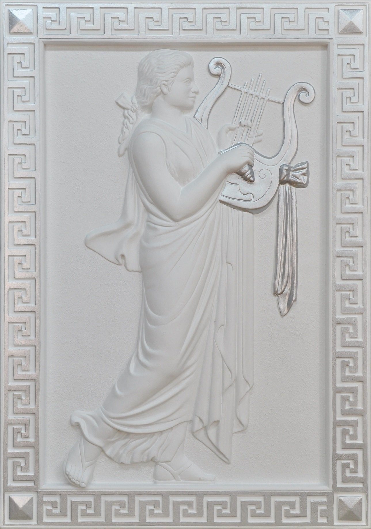 Stil Musik Relief Antik JVmoebel Wandrelief Antike Wand Handarbeit Skulptur, Gemälde Weiß