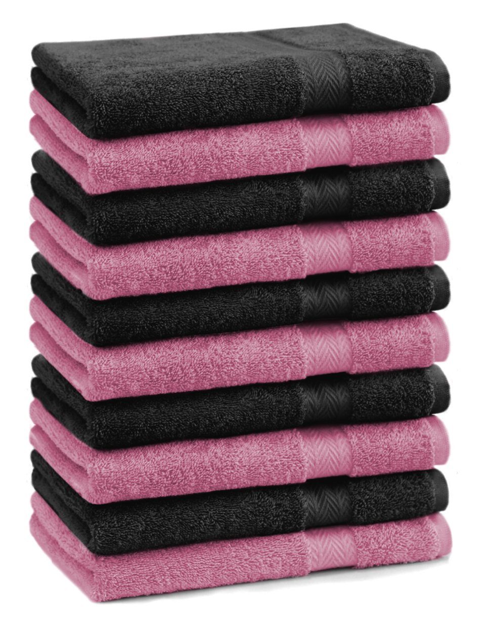 30x50 Baumwolle Gästehandtücher Baumwolle Farbe Gästetuch-Set Betz schwarz, und cm 10 Premium 100% altrosa Gästehandtücher Stück 100%