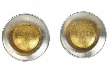 SILBERMOOS Paar Ohrstecker 2-in-1 Ohrstecker-Kombi mit konkaven Kreisen, 925 Sterling Silber