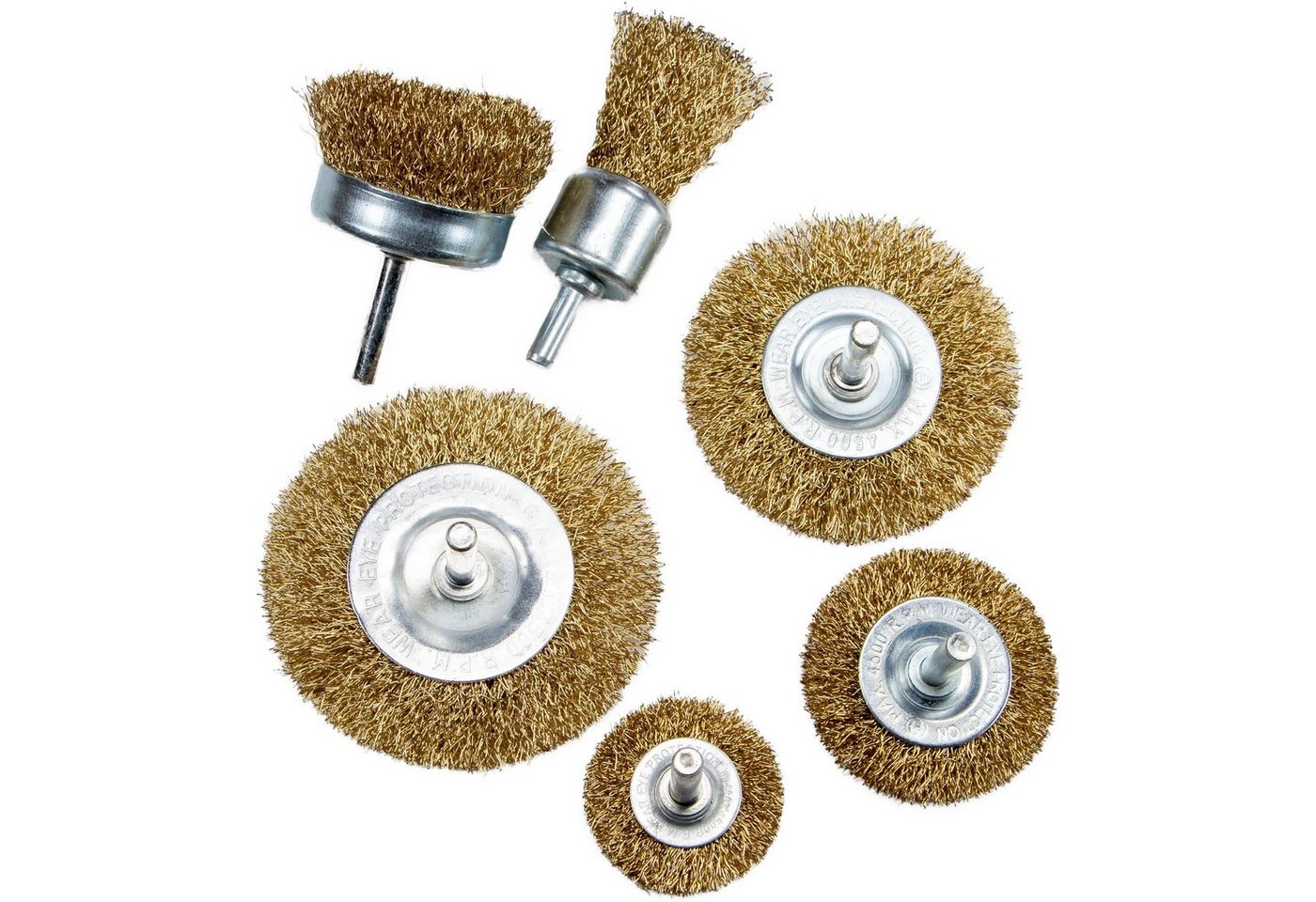 Beast Drahtbürste Drahtbürsten Sortiment 6 teilig Topfbürste Pinselbürste, Maschinen mit 6mm Aufnahmeschaft, (6-tlg), Stahldraht Bürsten
