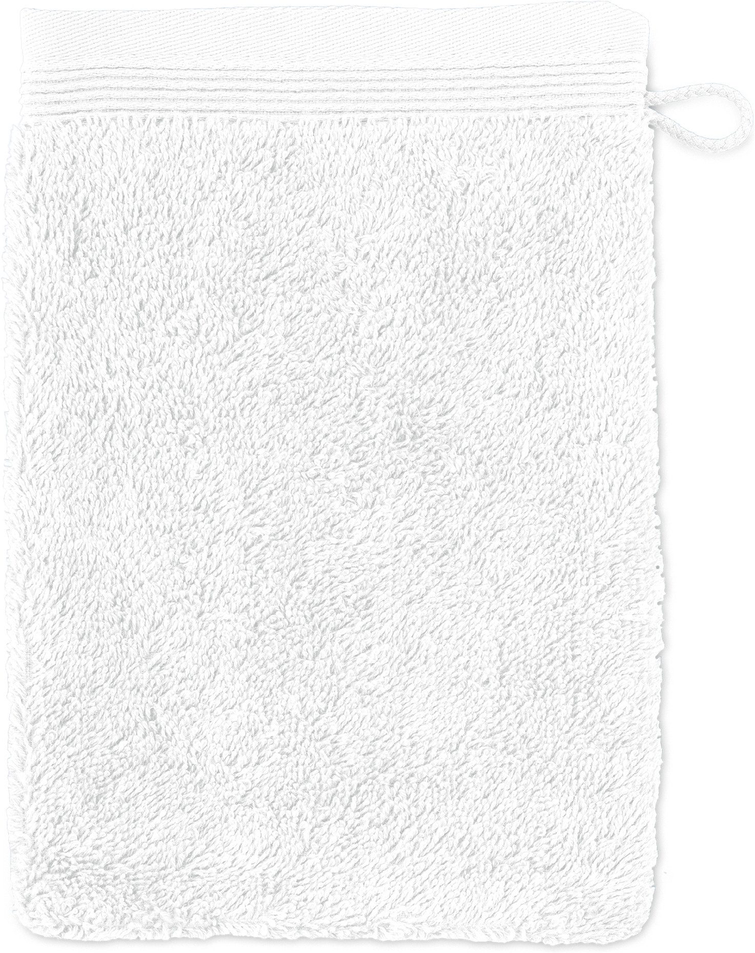 Möve Waschhandschuh Superwuschel 100% Premium Cotton Baumwolle, Walkfrottier (1-St), mit Biesenbordüre und praktischem Kordelaufhänger, einfarbig, weich