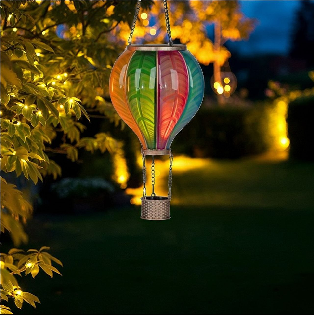 formano Dekolicht Solar-LED Heißluftballon bunt – Hängedeko für Garten & Balkon, LED fest integriert, Hängelampe – Bild 2 von 4