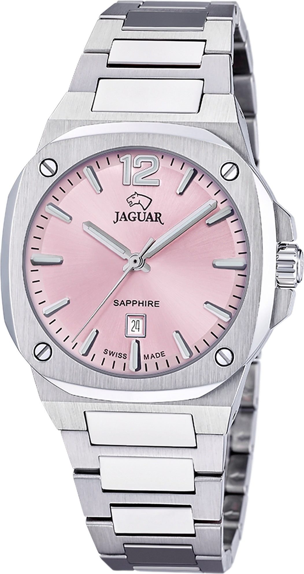 JAGUAR Quarzuhr Jaguar Damenuhr Edelstahl silber Jaguar, (Analoguhr), Damen Armbanduhr rund, Edelstahlarmband silber