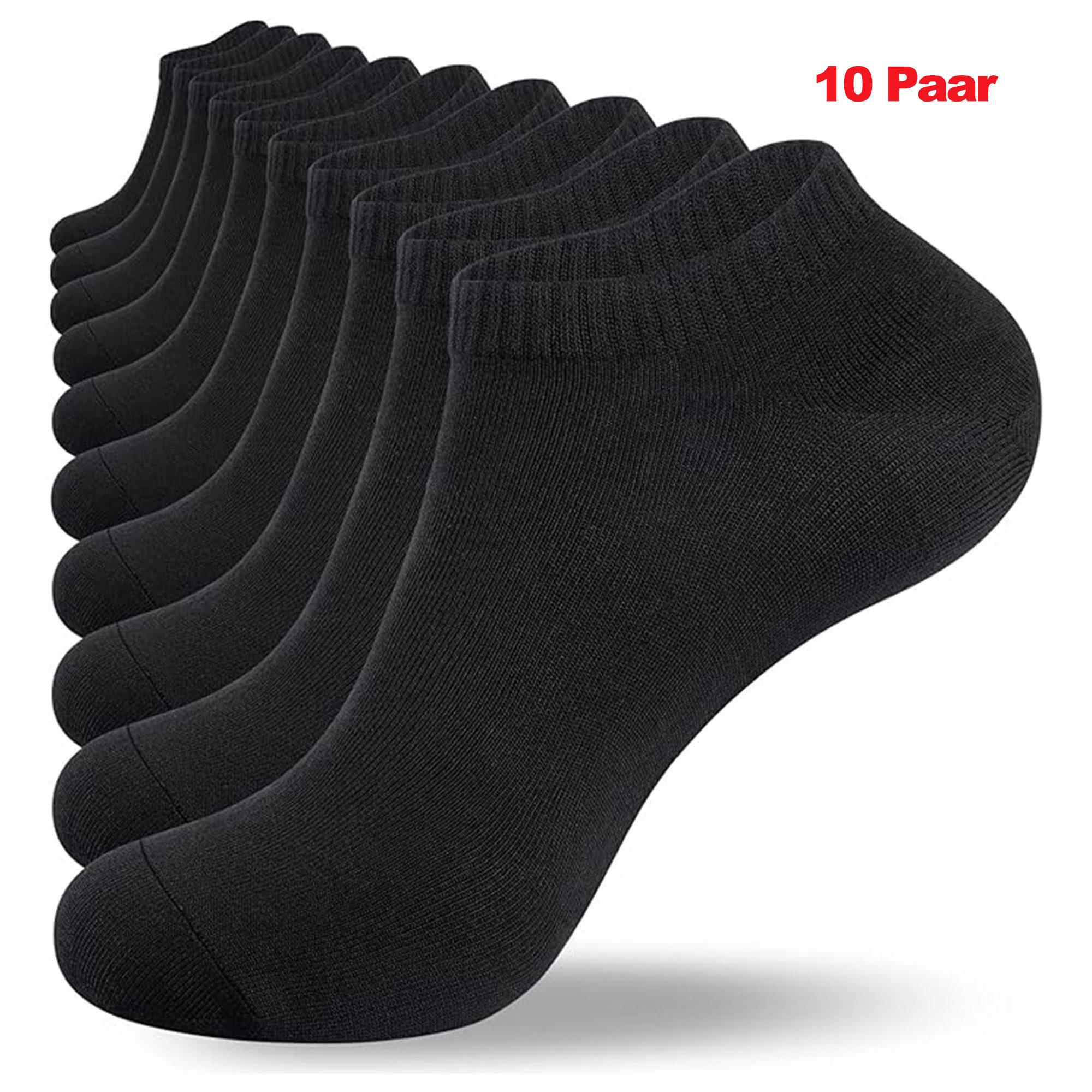 Anqier Kurzsocken Sneakersocken Kurzsocken für Damen und Herren aus Baumwolle (10-Paar) (Running Socken, Stoßdämpfung und Anti-Rutsch,mit Komfortbund, Atmungsaktive und geruchsfreie Laufsocken) Anti-Blasen Schutz Rutschfest Atmungsaktiv