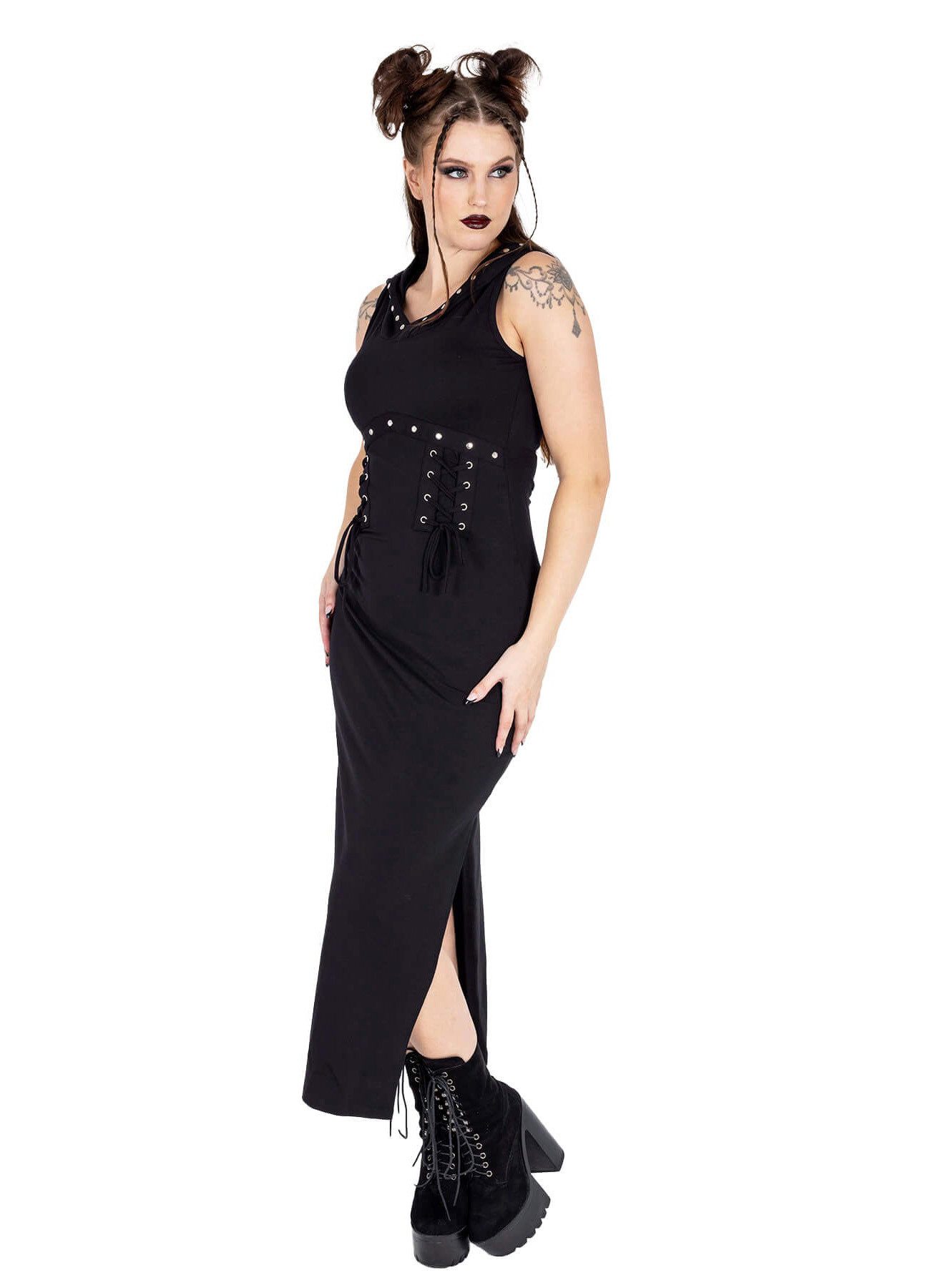 Vixxsin Maxikleid Cora Kapuzenkleid Nieten Schnürung günstig online kaufen