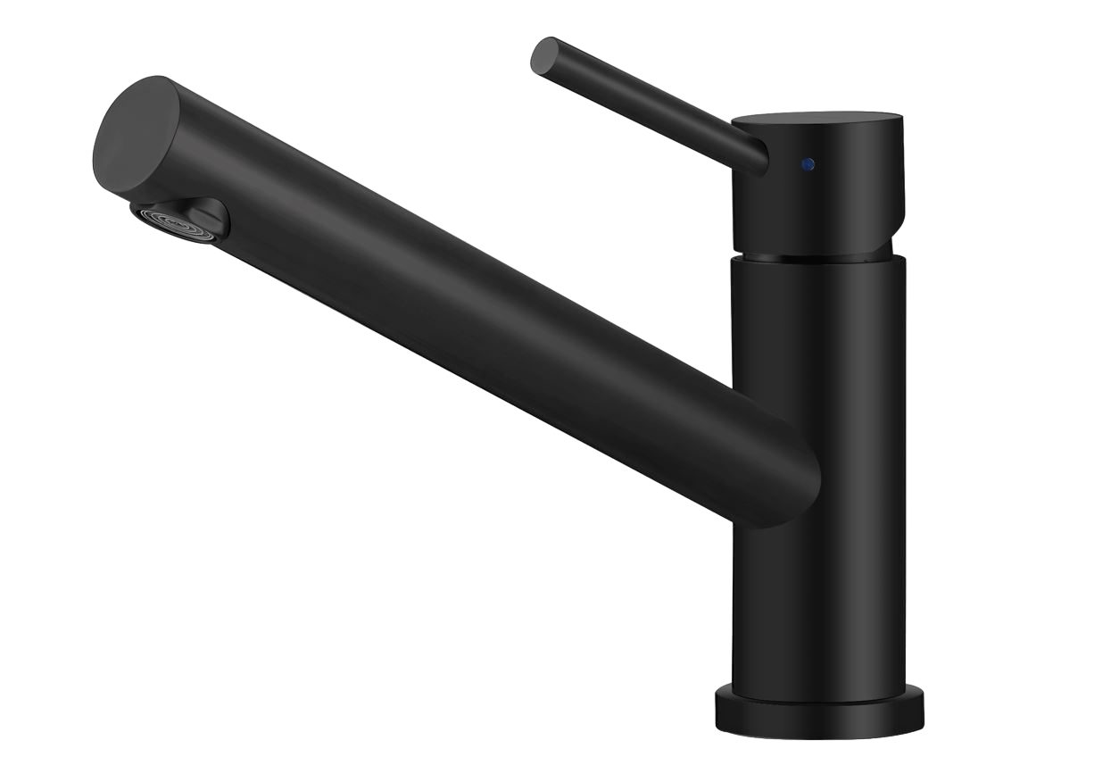 keenberk Spültischarmatur Einhebelmischer mit Keramikkartusche Edelstahl massiv schwarz matt