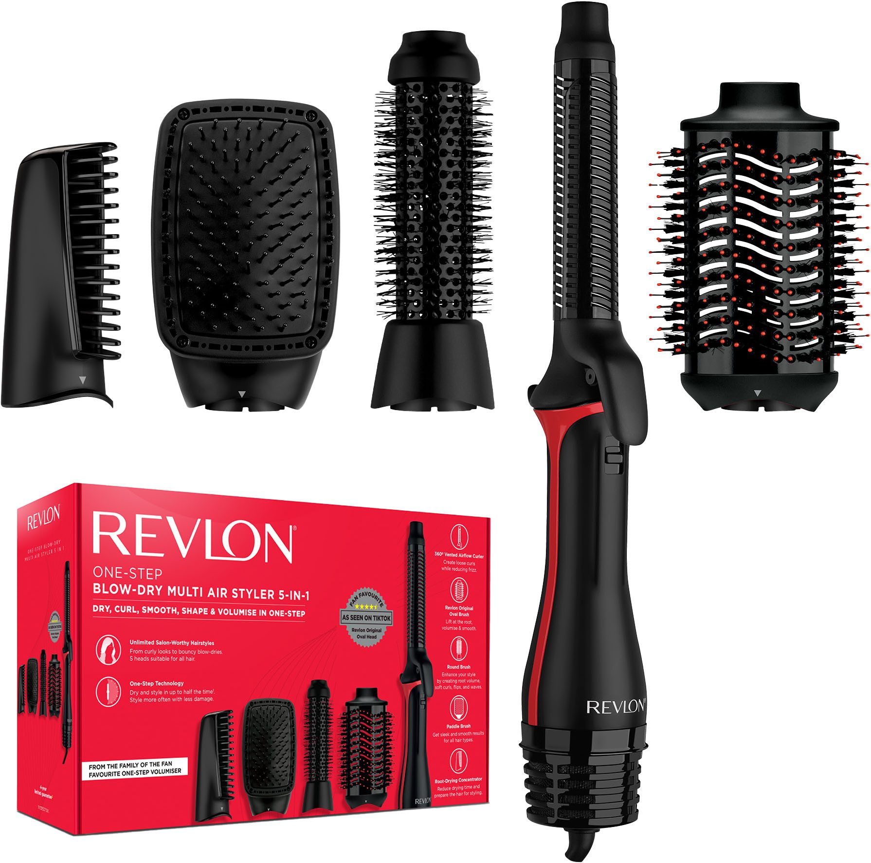 Revlon Multihaarstyler ONE-STEP™ Air Styler 5-in-1 mit Revlon Original-Kopf - RVDR5371E, Unbegrenzte Frisiermöglichkeiten dank 5 hochwertigen Stylingköpfen