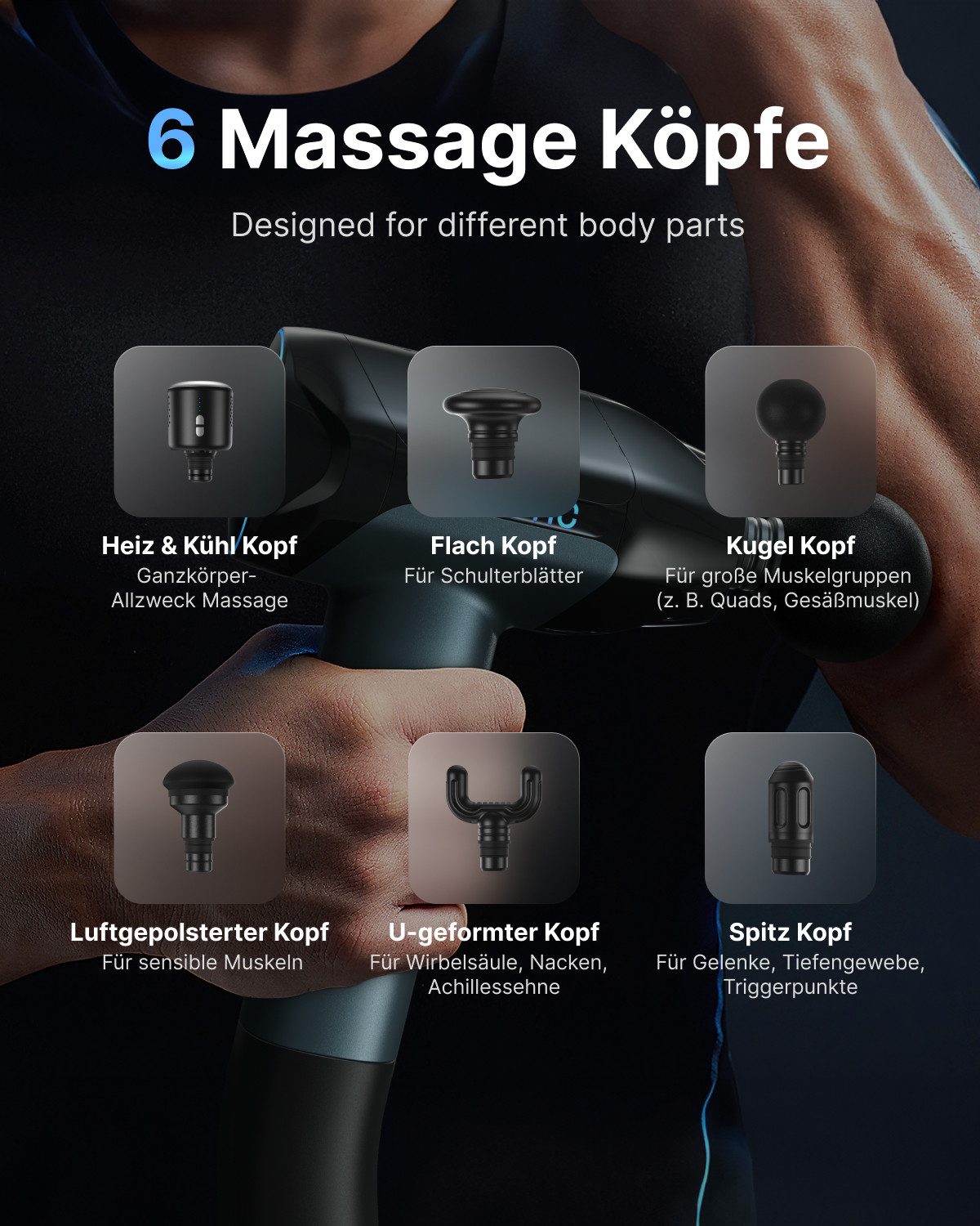 RENPHO Massagegerät Reach 2 Massage Pistole, Temperaturgezielte Entlastung der Muskeln