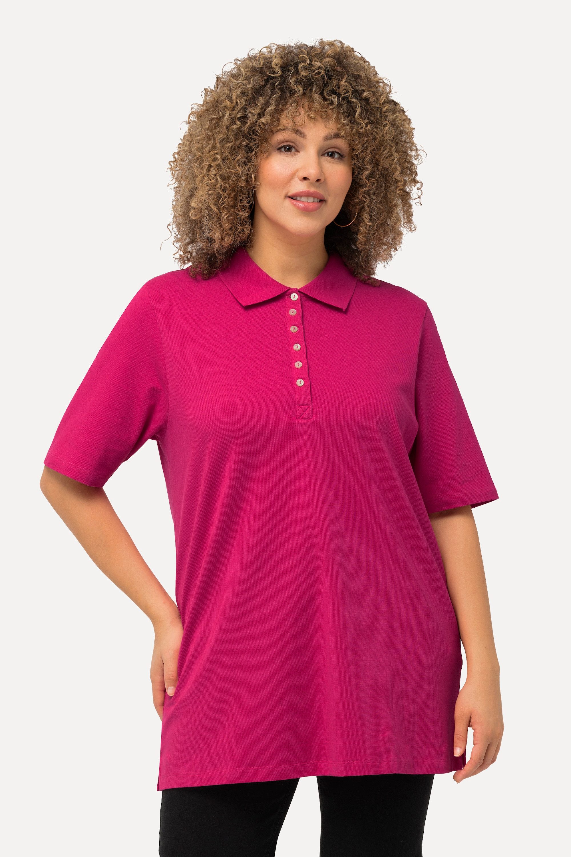 Ulla Popken T-Shirt Poloshirt Piqué Polokragen günstig online kaufen