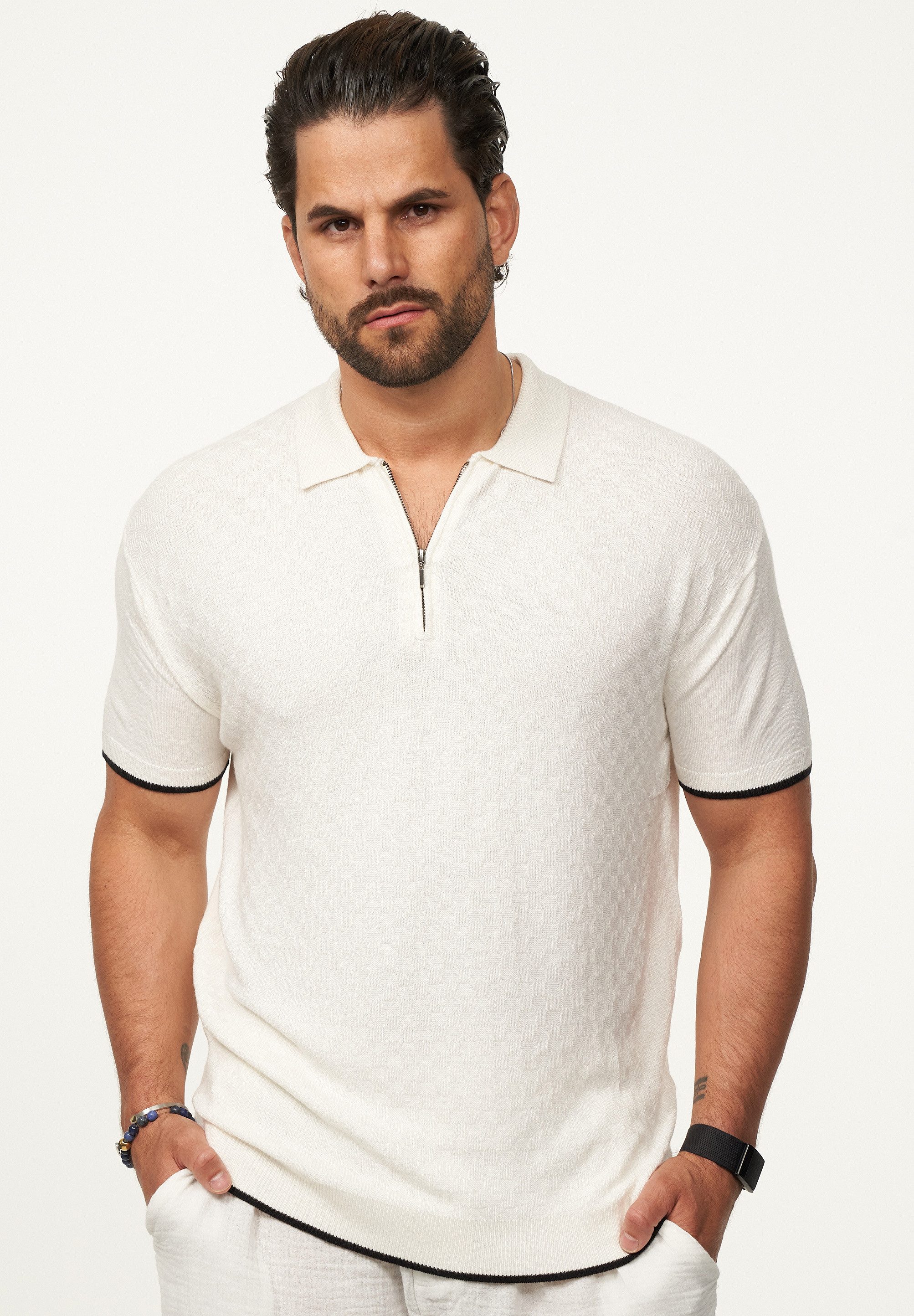 SOULSTAR Poloshirt mit Half-Zip Herren Kurzarm Strick Polo-Hemd T-Shirt günstig online kaufen