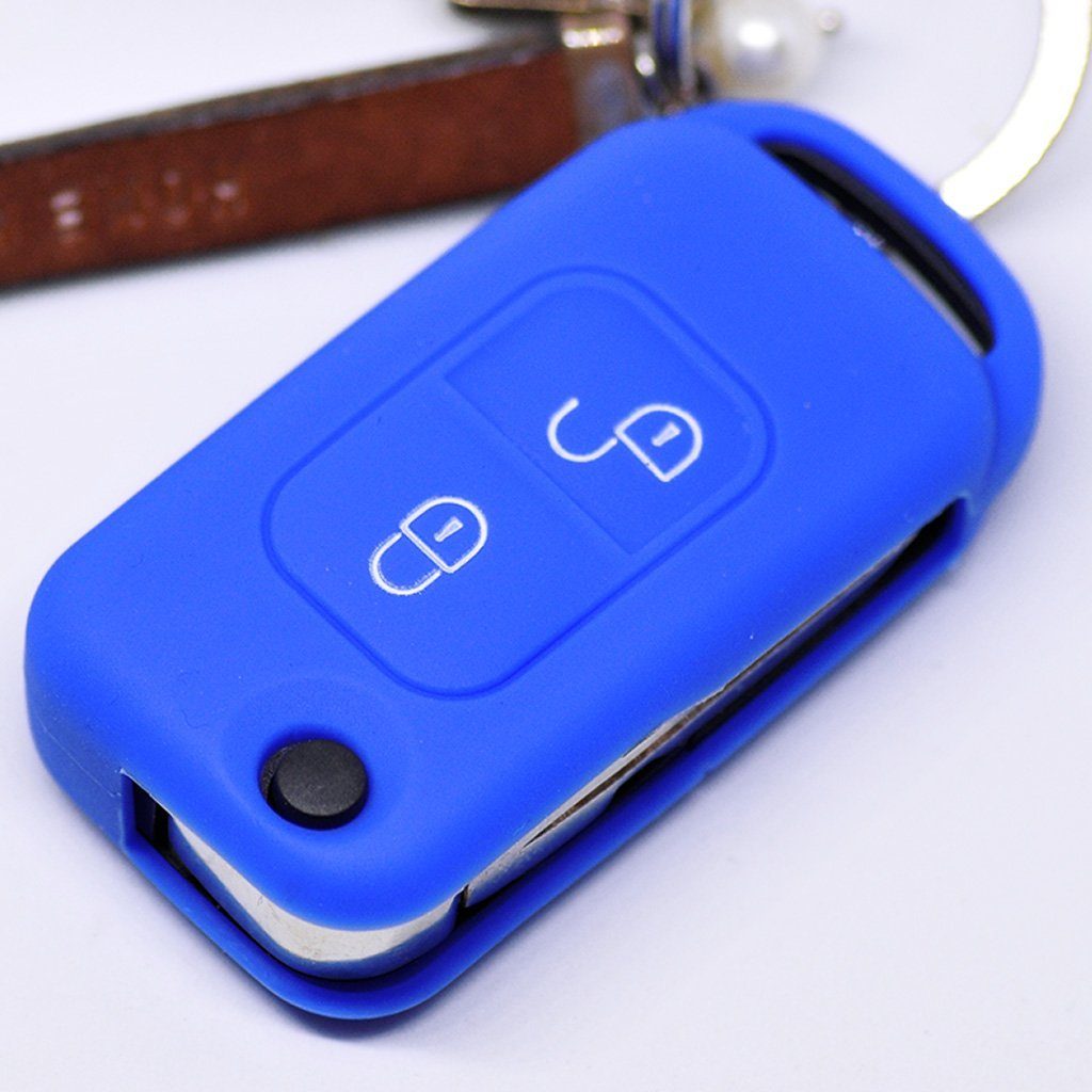 SLK W168 2 mt-key Silikon Benz R170 für Schlüsseltasche Tasten Schutzhülle Autoschlüssel A-Klasse Klappschlüssel Mercedes Blau, Softcase