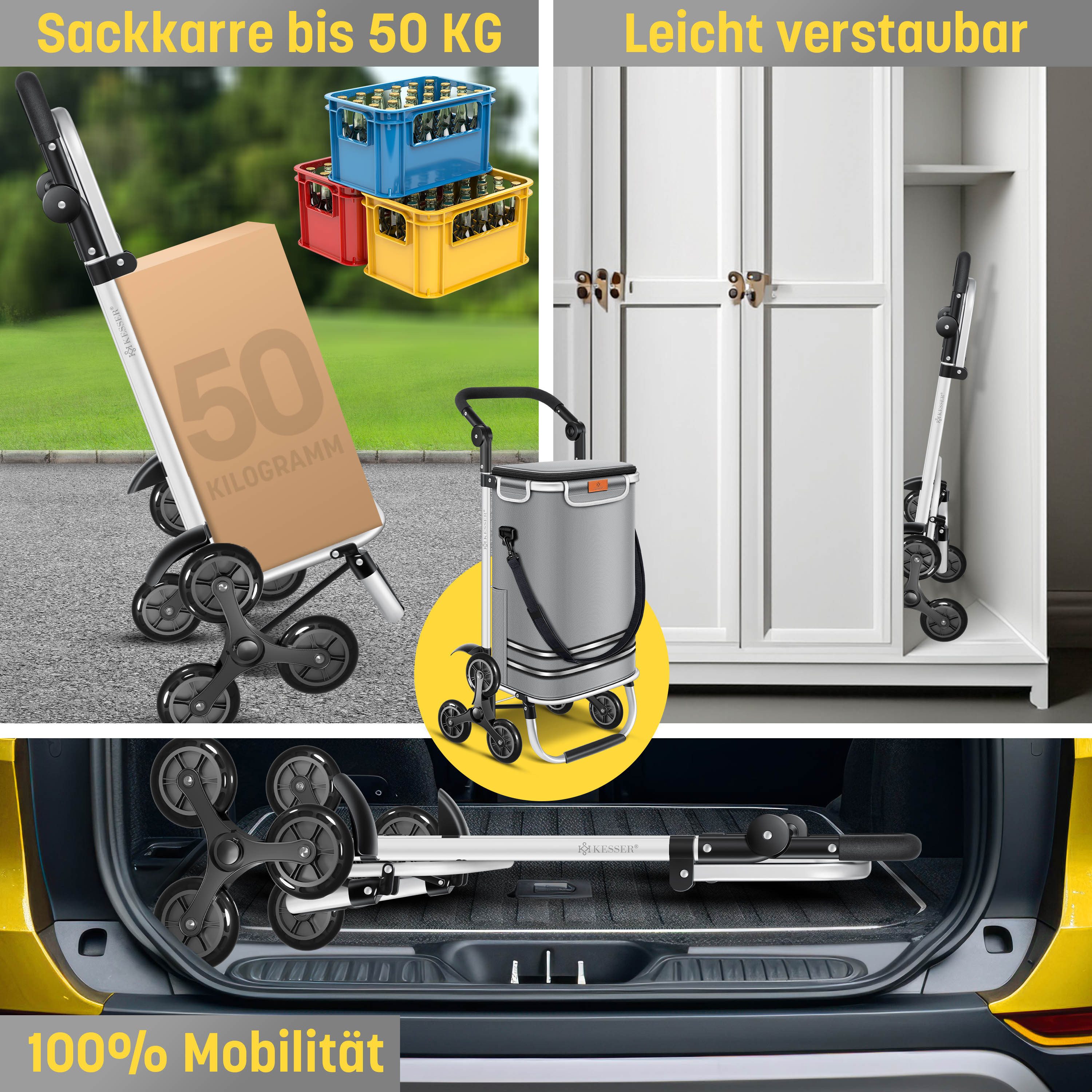 KESSER Einkaufstrolley, Einkaufstrolley mit Kühlfach ideal für Stufen belastbar bis 50kg