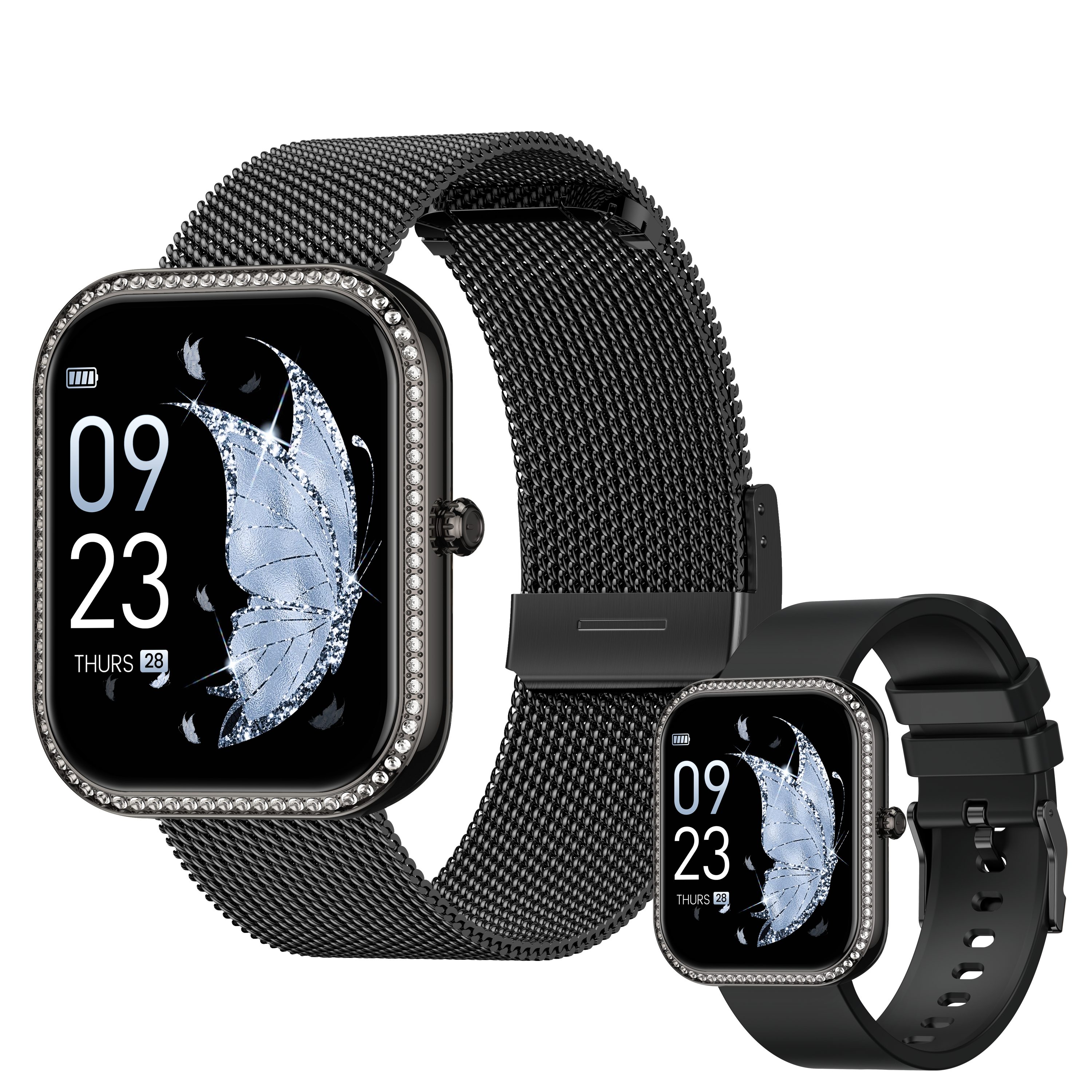 BANLVS Damen's Telefonfunktion Fitness-Tracker IP68 Wasserdicht Smartwatch (1,75 Zoll, Android/iOS), mit Menstruationszyklus, SpO2, Pulsuhr, Schlafmonitor, 130+ Sportmodi