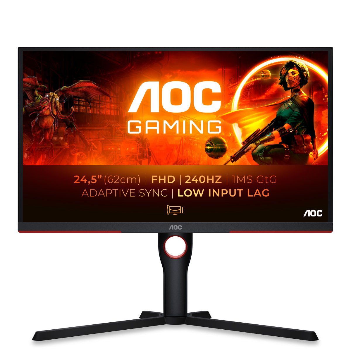 AOC 25G3ZM/BK Gaming-Monitor (62,2 cm/25 ", 1920 x 1080 px, Full HD, 0,5 ms Reaktionszeit, 240 Hz, VA LCD)