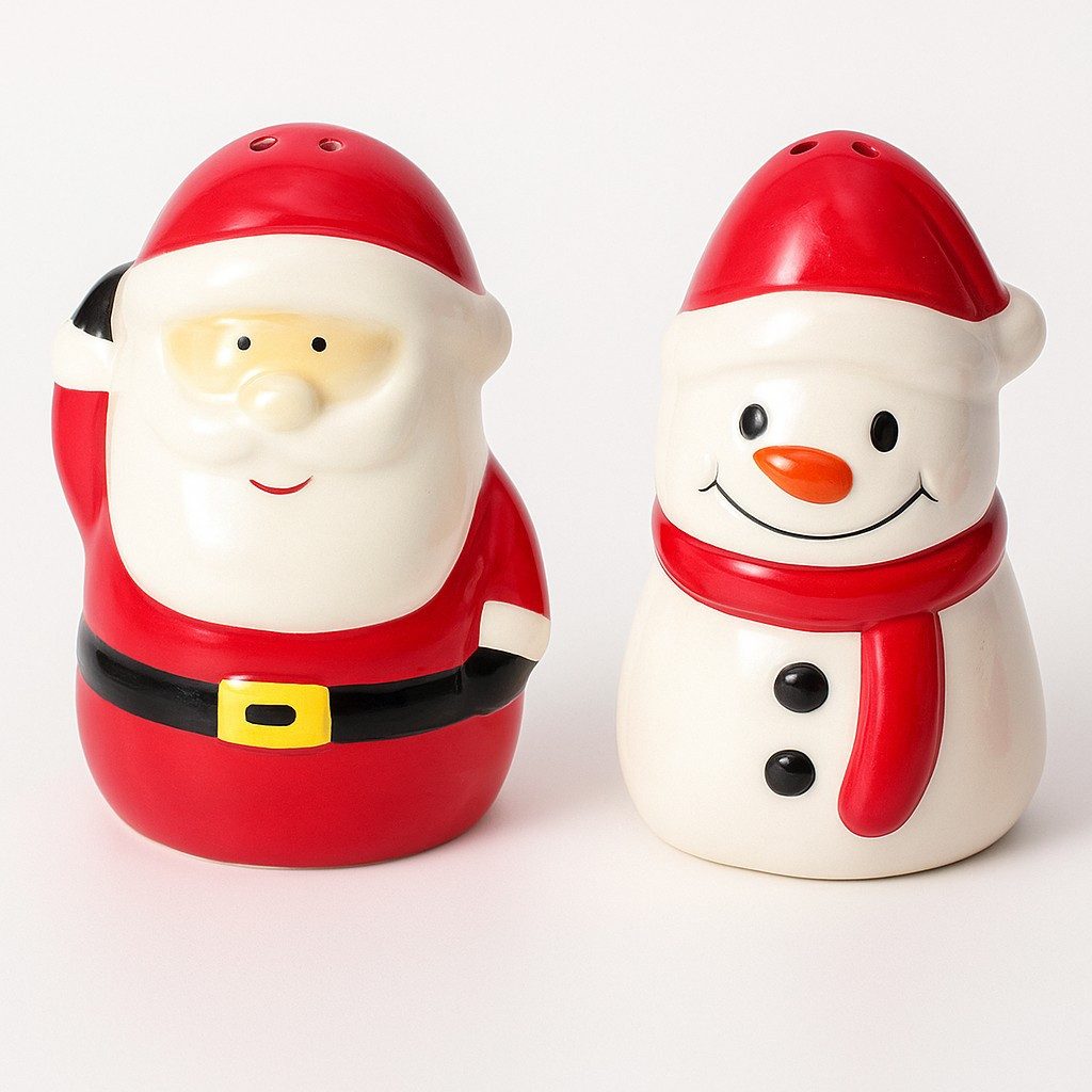 Excellent Houseware Gewürzbehälter NOELUNE Salz- und Pfefferstreuer Weihnachtsmann und Schneemann, Keramik