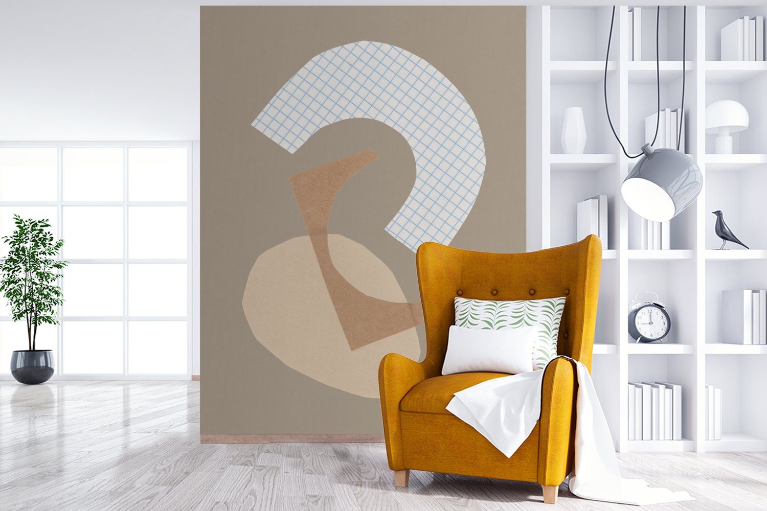 - - St), Abstrakt bedruckt, Montagefertig Quadrate, (4 Fototapete Pastell MuchoWow Matt, Formen Vinyl Wandtapete Tapete - Wohnzimmer, für