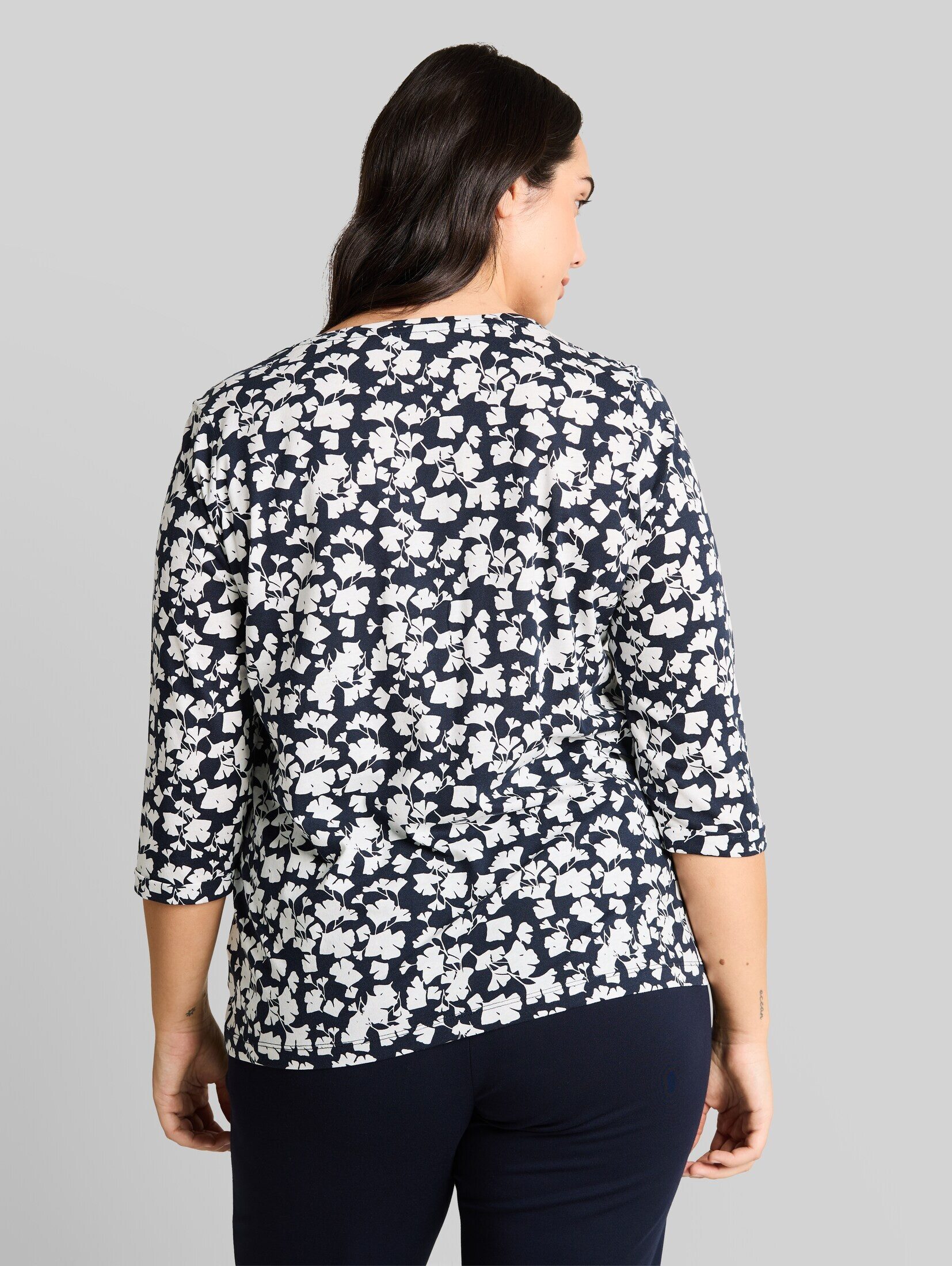 TOM TAILOR PLUS 3/4-Arm-Shirt T-Shirt Plus Size - Langarmshirt mit Muster