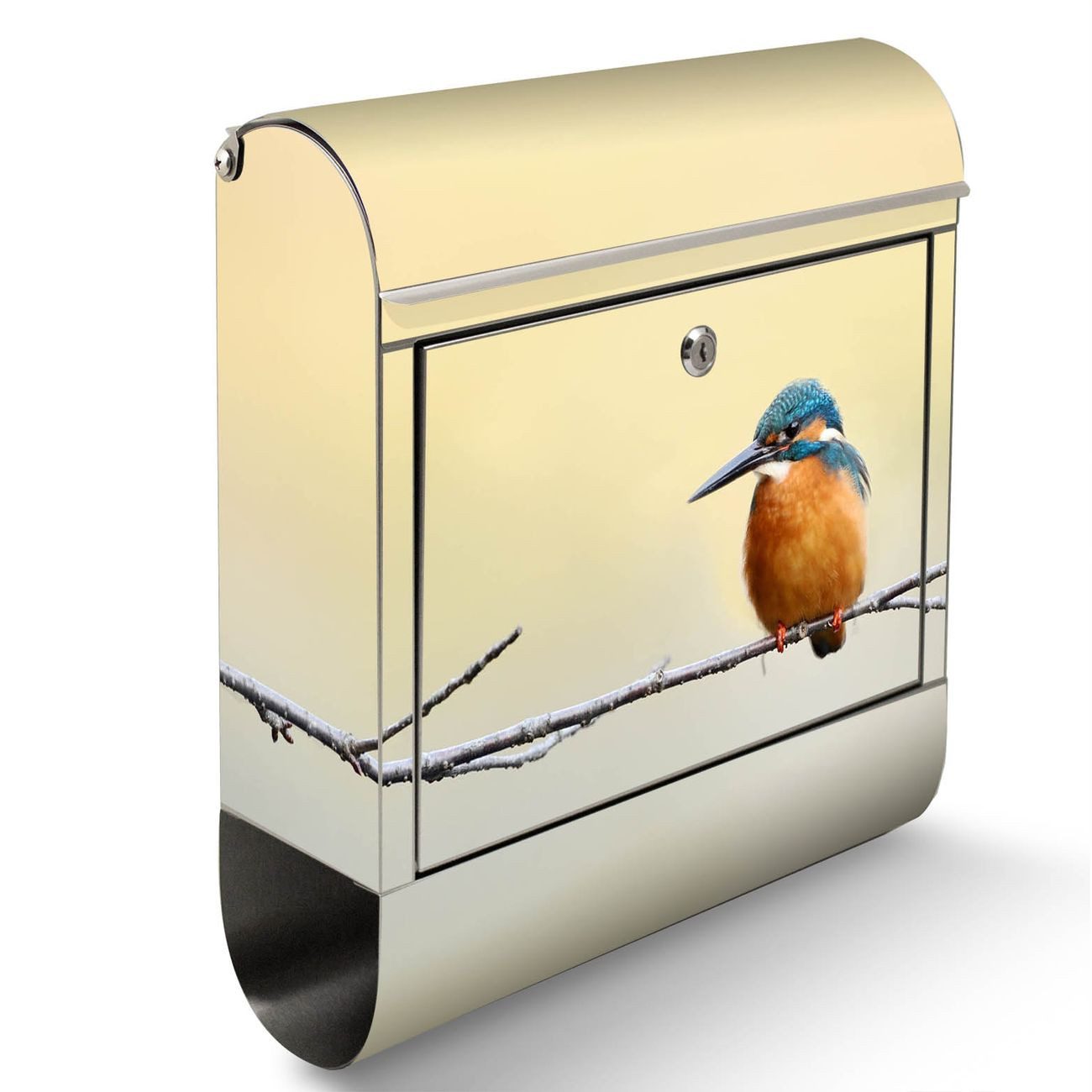 banjado Standbriefkasten Edelstahl Pause (Standbriefkasten Pause, mit Zeitungsfach), 126 x 53 x 17cm