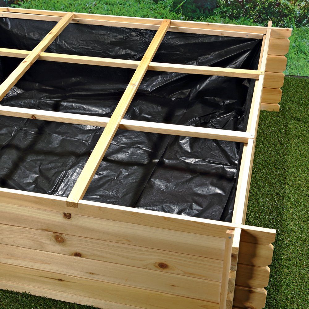 Mucola Hochbeet Garten Hochbeet Blumenkasten 140x140x36 CM Gemüsebeet Pflanzkasten (Stück, 1 St., Hochbeet), Schwarze Innenfolie für bestmöglichen Schutz
