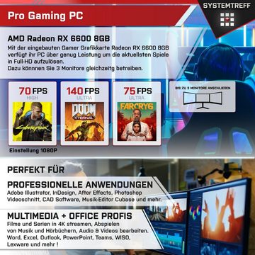 SYSTEMTREFF Basic Gaming-PC-Komplettsystem (27", AMD Ryzen 5 5600, Radeon RX 6600, 16 GB RAM, 1000 GB SSD, Windows 11, WLAN)
