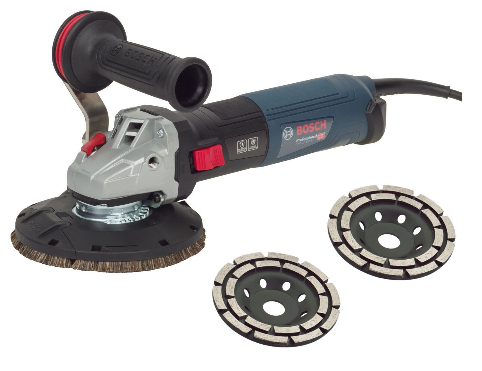 Bosch / Trongaard Winkelschleifer BETONSCHLEIFER / SANIERUNGSFRÄSE / PUTZFRÄSE 1.700W / 125mm, (Komplett-Set)