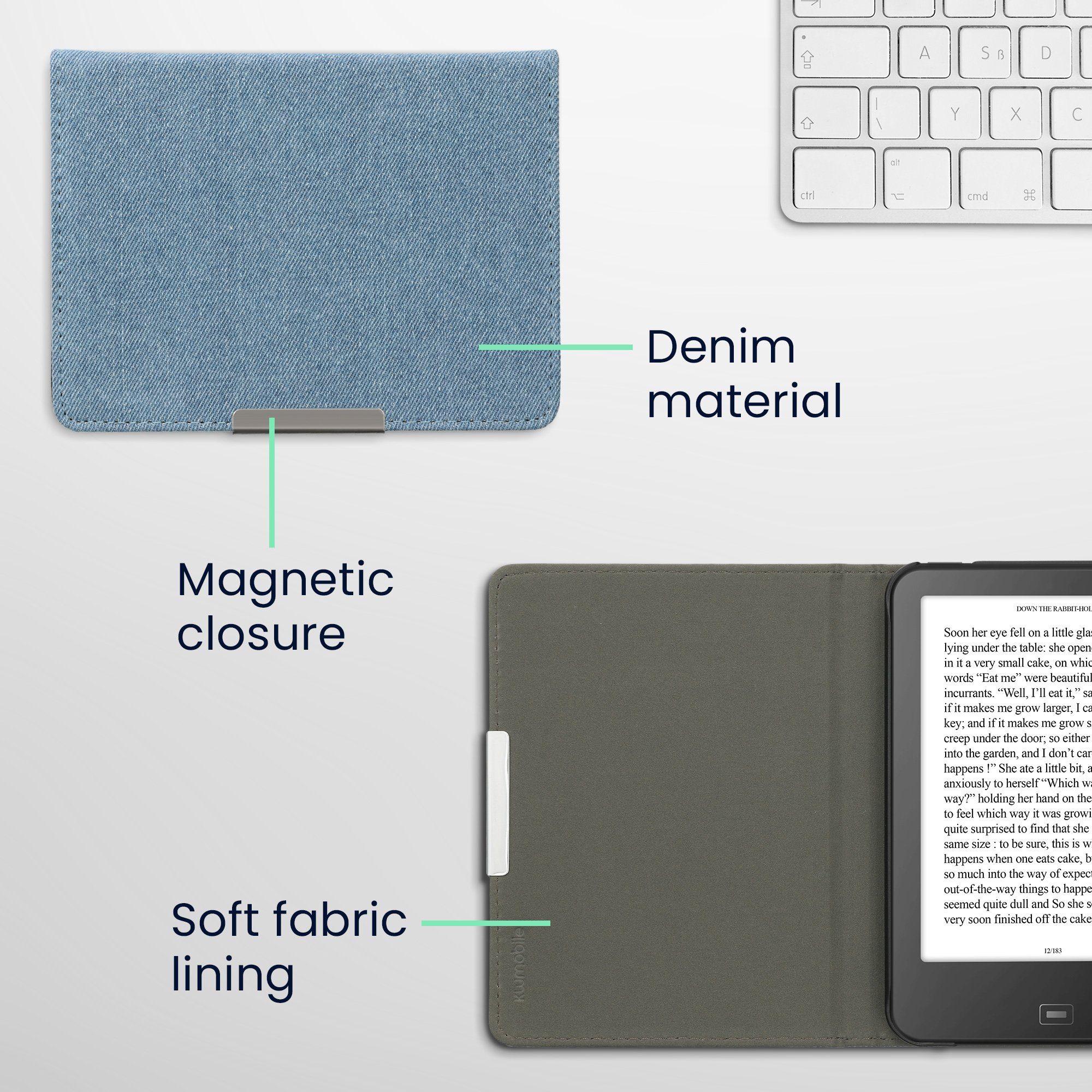 kwmobile E-Reader-Hülle kwmobile Klapphülle für Tolino Vision 1 / 2 / 3 / 4 HD, Schutzhülle e-Reader - Hülle eReader - Hellblau – Bild 5 von 5