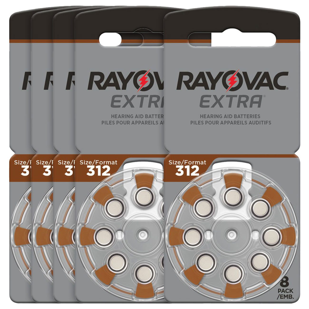 RAYOVAC Hörgeräte-Batterien Typ 312, PR41, Braun Batterie, (40 St), Typ 312 (R312AE, ZL3, PR41)