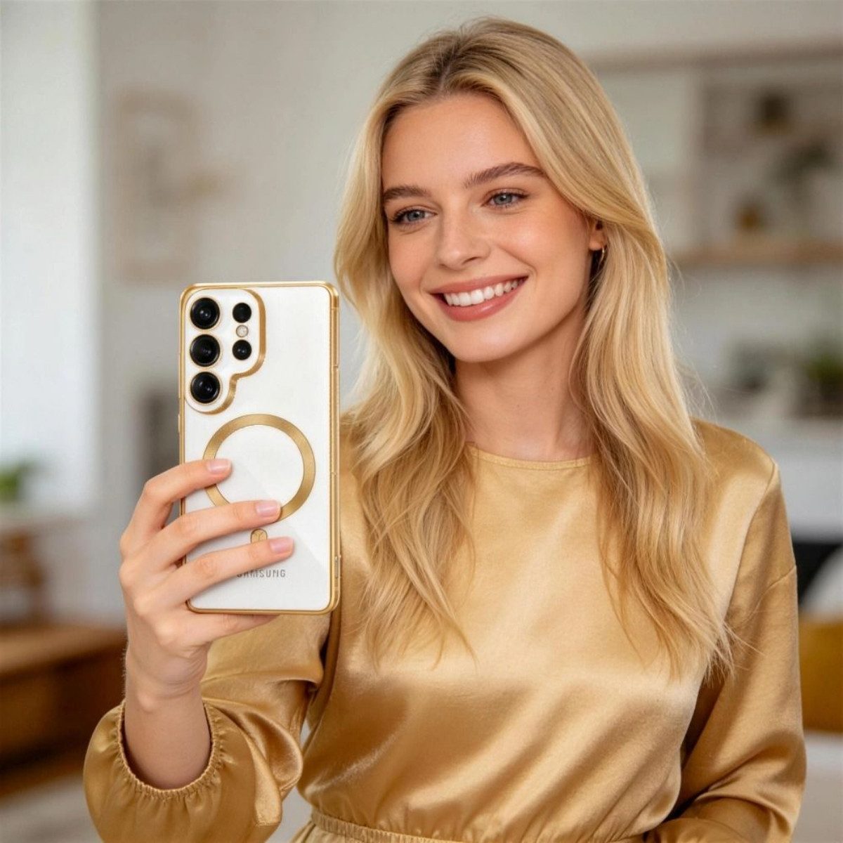TECH PROTECT Handyhülle MagFlex für Samsung Galaxy S26 Ultra Glänzendes Gold Magnetisch Case 6,9 Zoll, Weiche Mikrofaser-Innenseite schützt vor feinen Kratzern – Bild 4 von 4
